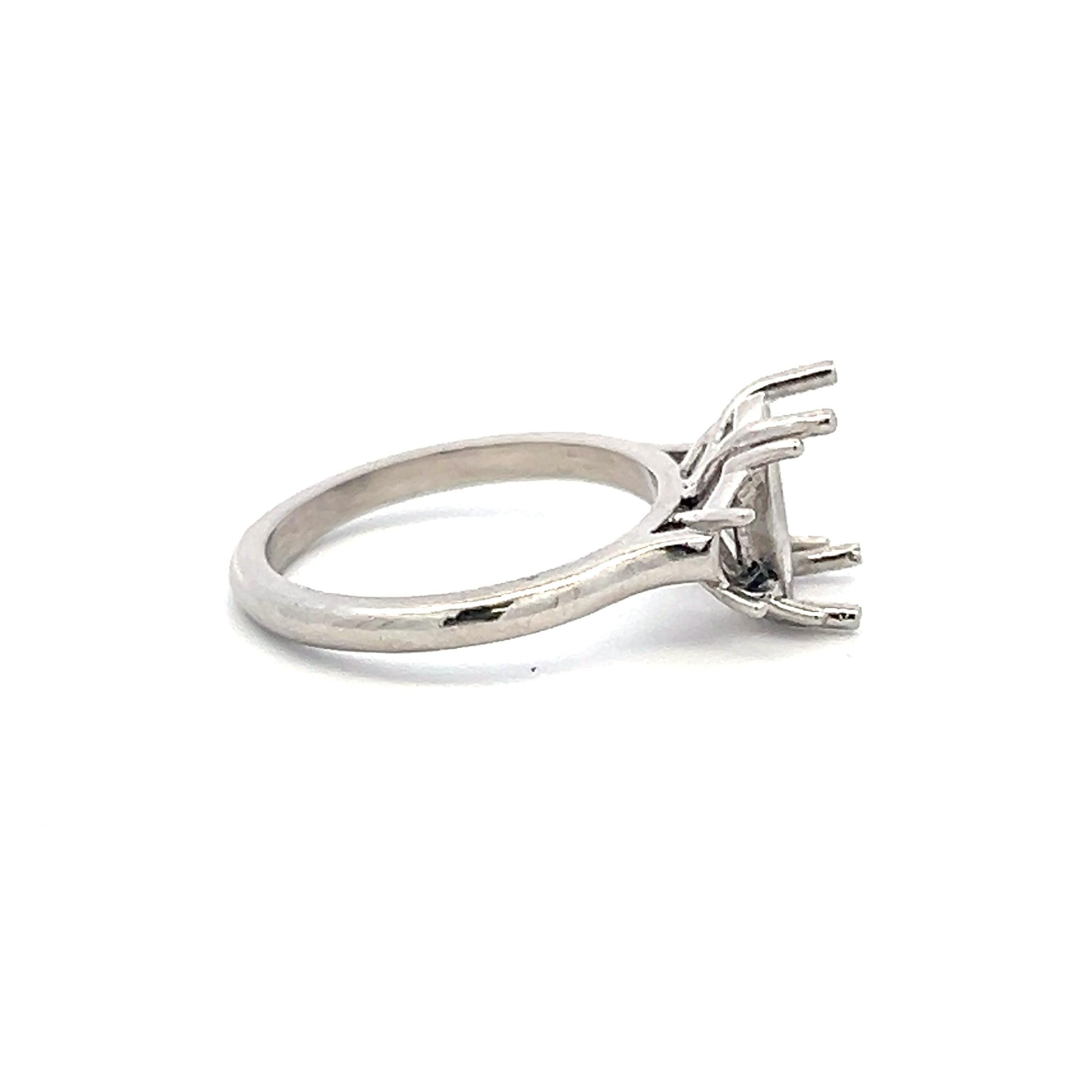 Vintage 5.80 Grams Platinum Semi Mount Three Stone Ring Holds 2.5 carat center s