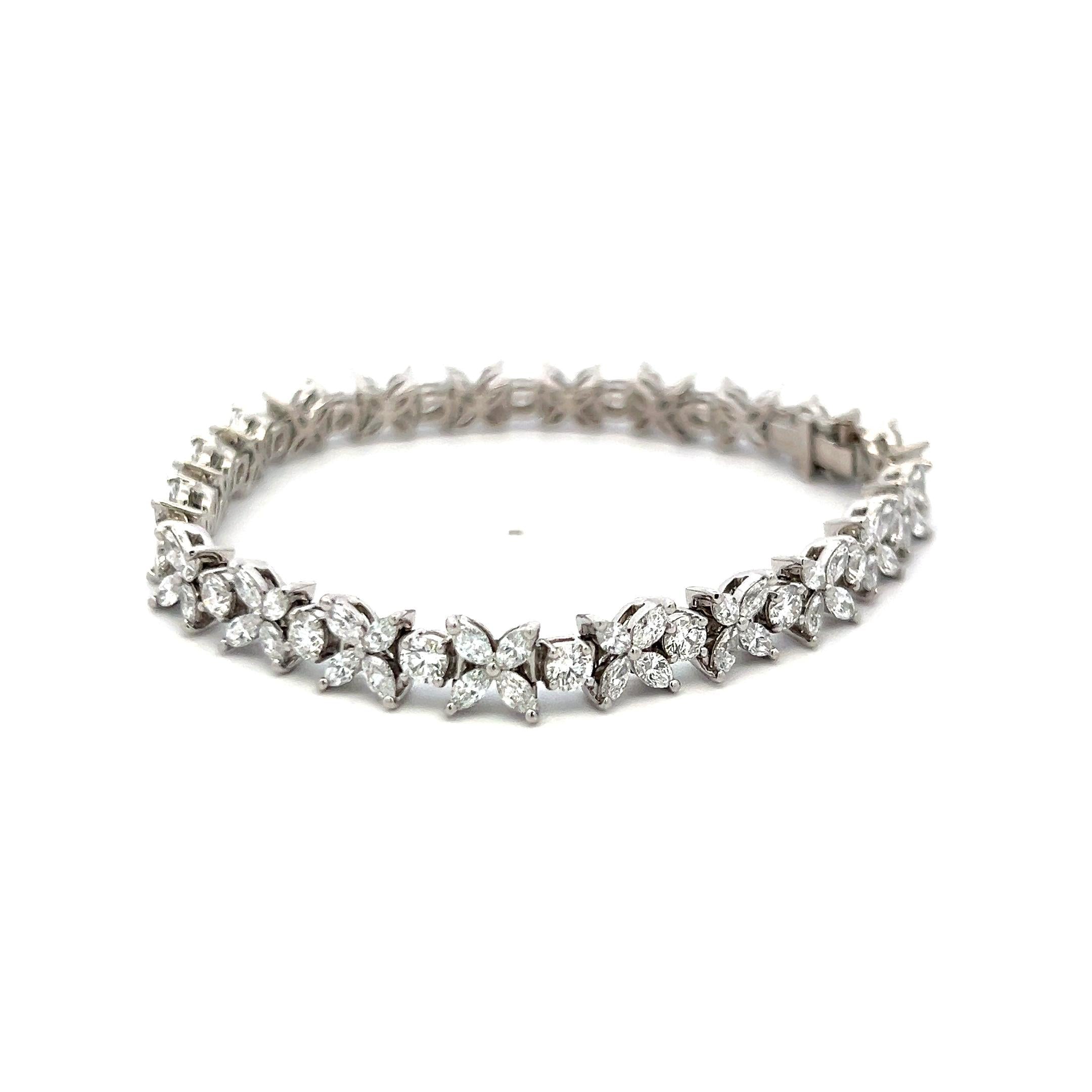 Tiffany & Co 5.99 Carat Marquis and Round Brilliant Diamond Platinum Bracelet