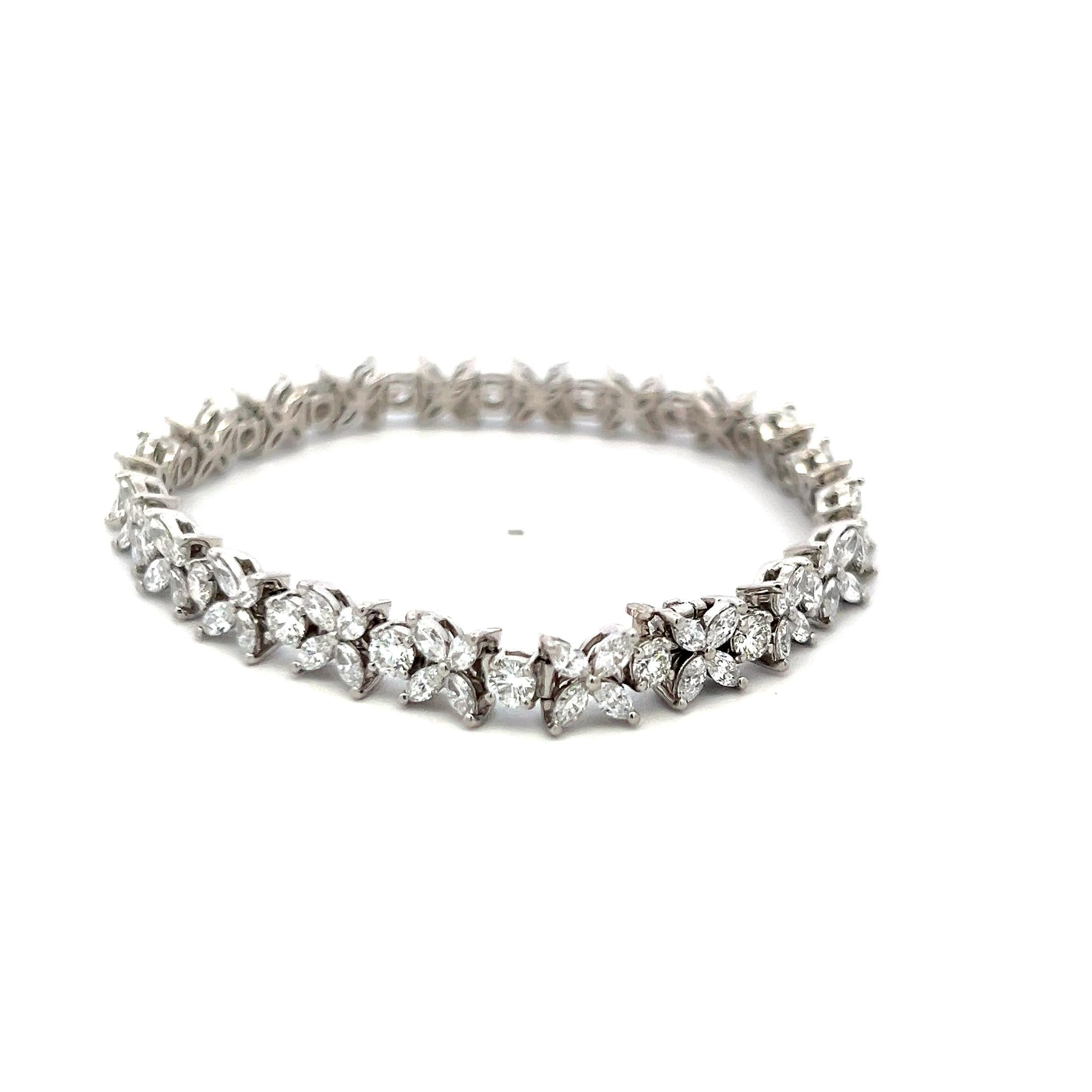 Tiffany & Co 5.99 Carat Marquis and Round Brilliant Diamond Platinum Bracelet
