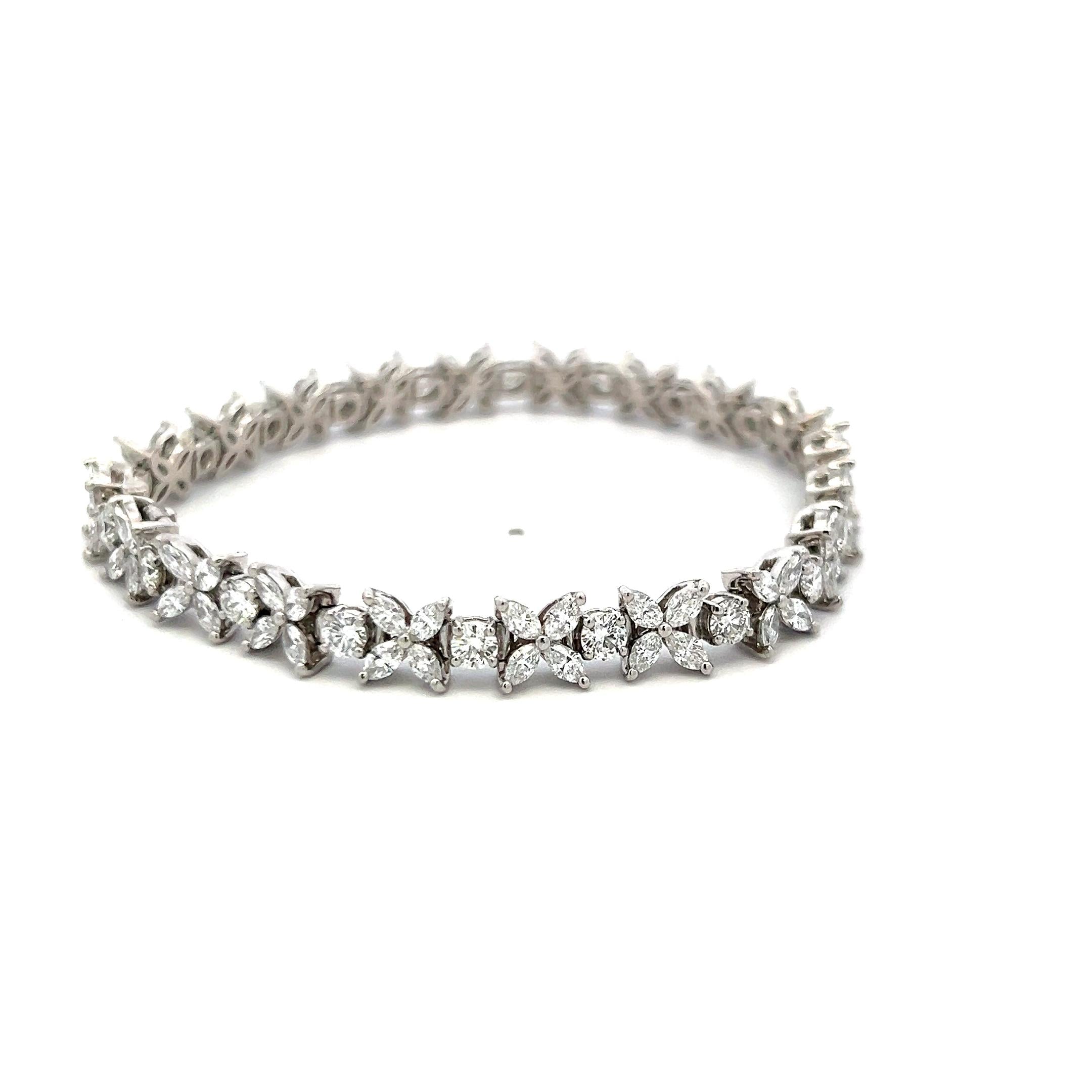 Tiffany & Co 5.99 Carat Marquis and Round Brilliant Diamond Platinum Bracelet