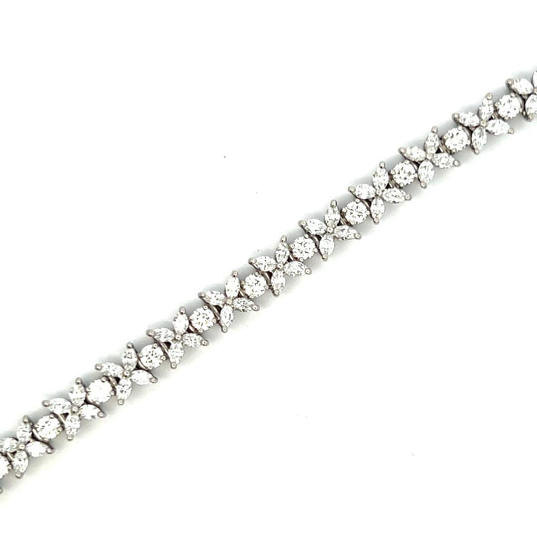 Tiffany & Co 5.99 Carat Marquis and Round Brilliant Diamond Platinum Bracelet