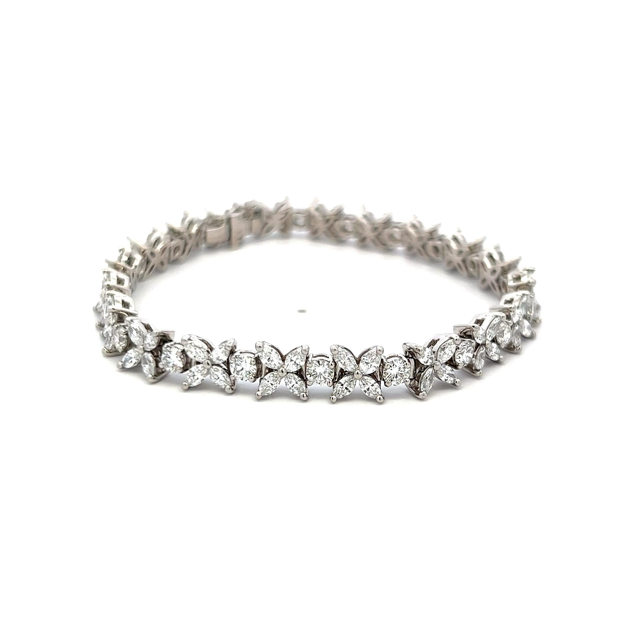 Tiffany & Co 5.99 Carat Marquis and Round Brilliant Diamond Platinum Bracelet