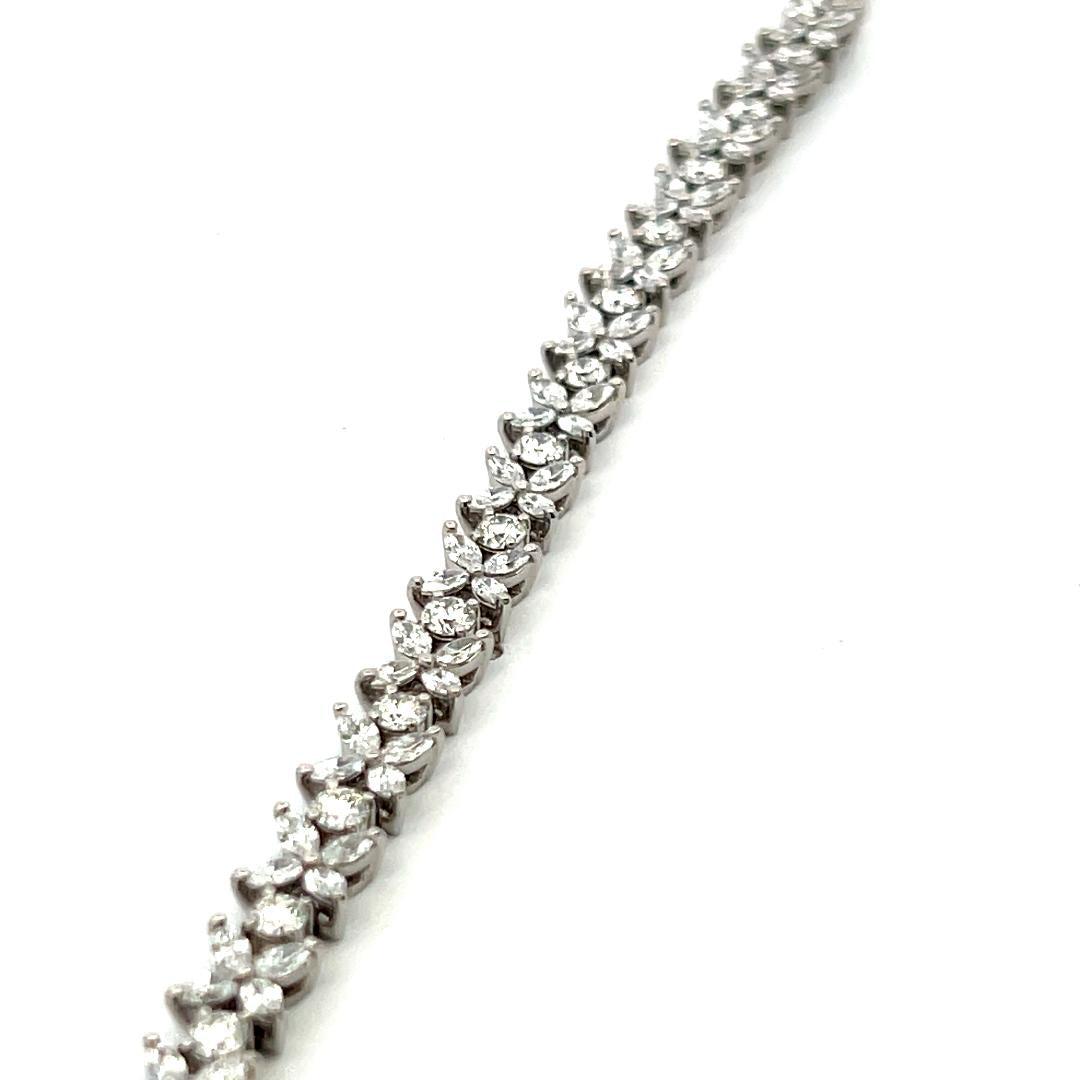 Tiffany & Co 5.99 Carat Marquis and Round Brilliant Diamond Platinum Bracelet
