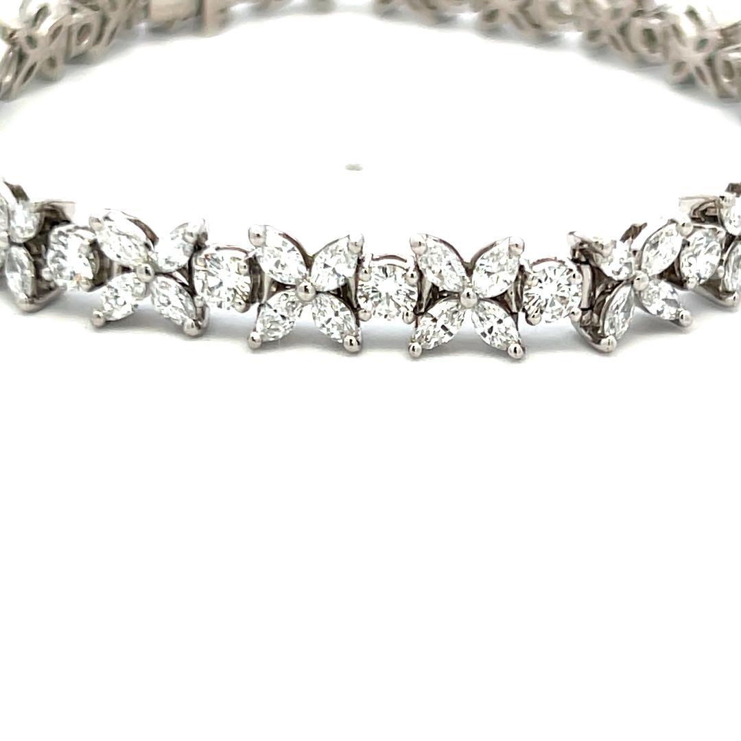 Tiffany & Co 5.99 Carat Marquis and Round Brilliant Diamond Platinum Bracelet