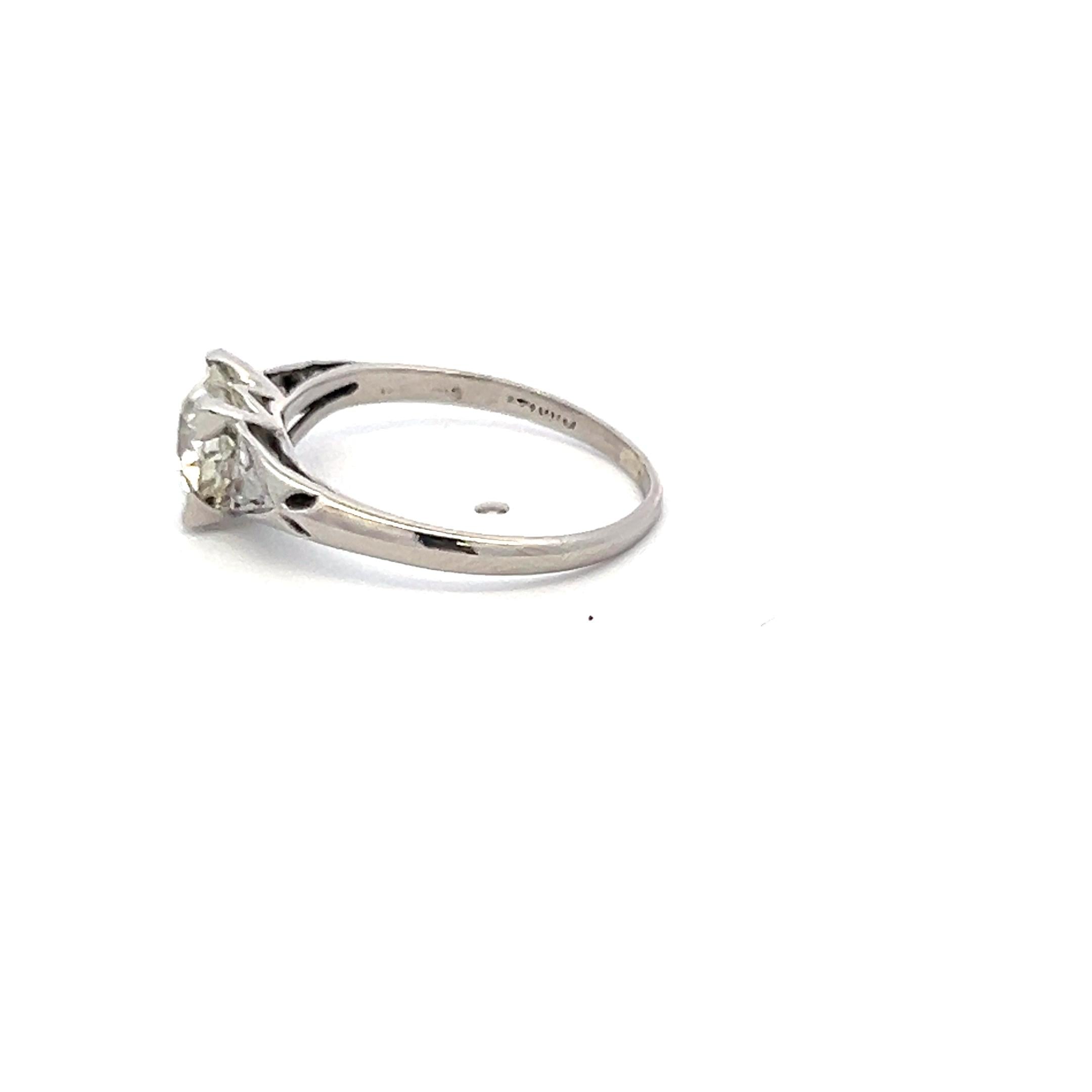 1.21 Carat Old European Cut and Triangular Diamond Platinum Engagement Ring