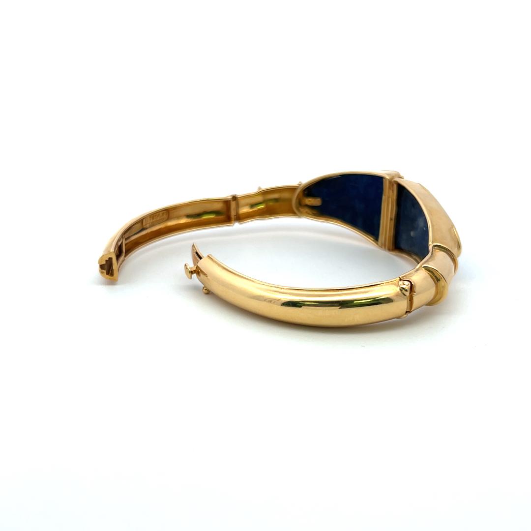 Lalaoonis 22.2-15.60MM Lapis Lazuli 18 Karat Yellow Gold Bangle Bracelet