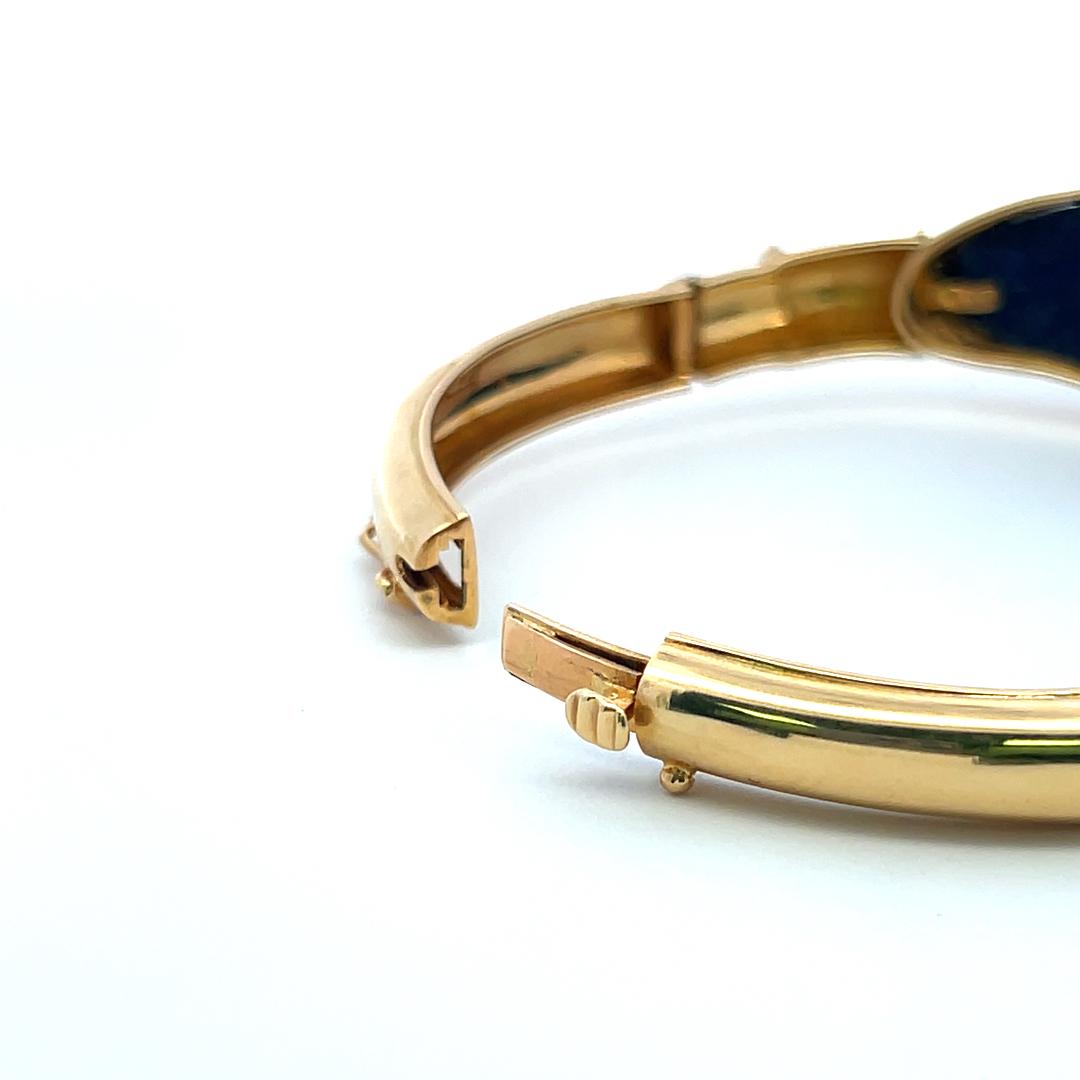 Lalaoonis 22.2-15.60MM Lapis Lazuli 18 Karat Yellow Gold Bangle Bracelet