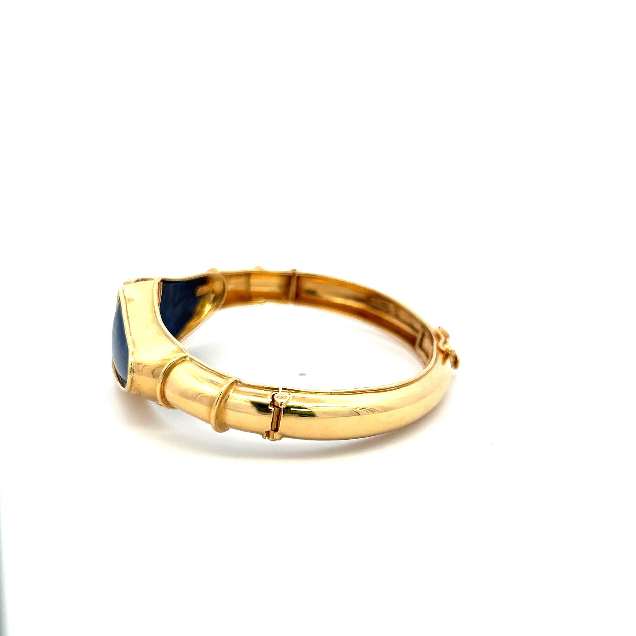 Lalaoonis 22.2-15.60MM Lapis Lazuli 18 Karat Yellow Gold Bangle Bracelet