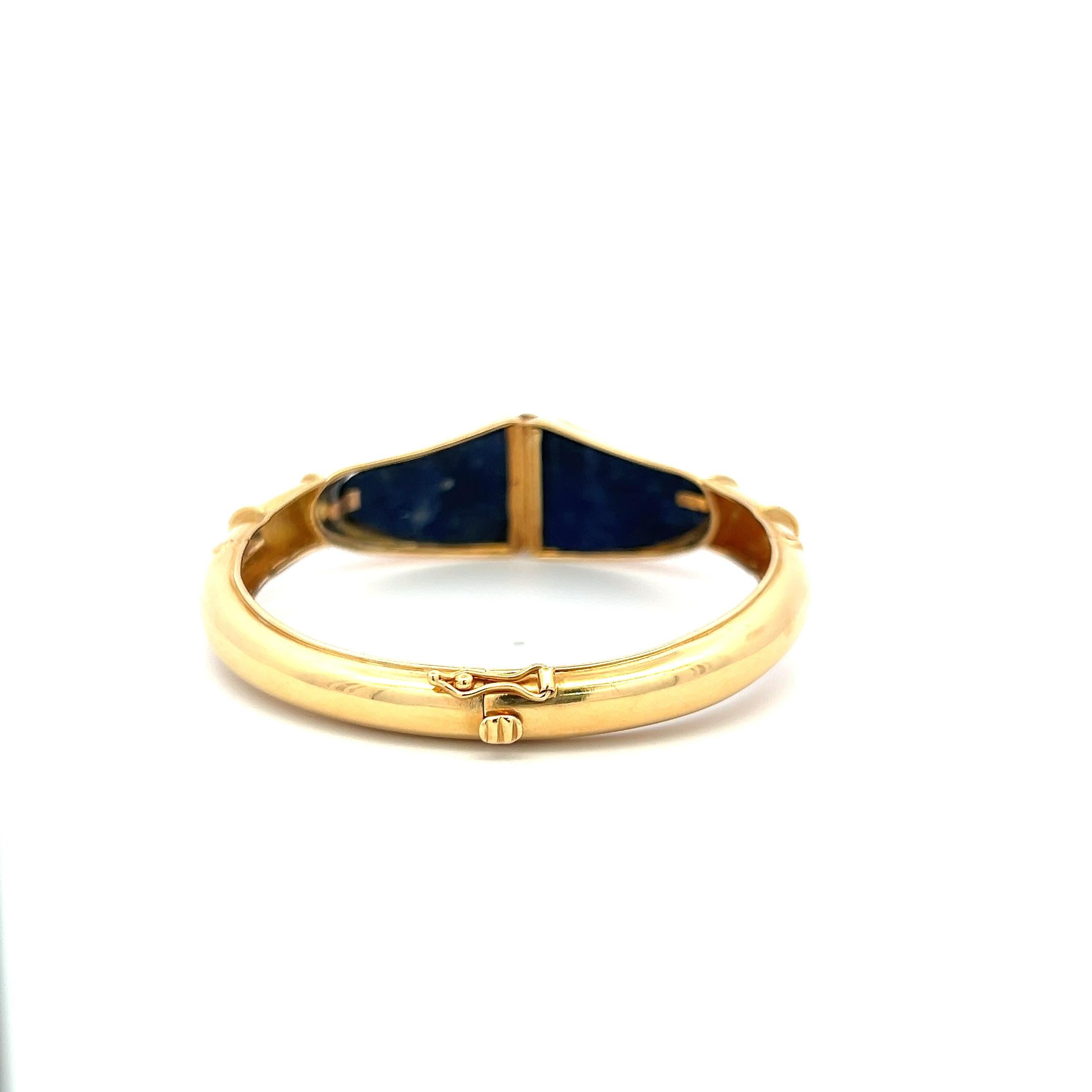 Lalaoonis 22.2-15.60MM Lapis Lazuli 18 Karat Yellow Gold Bangle Bracelet