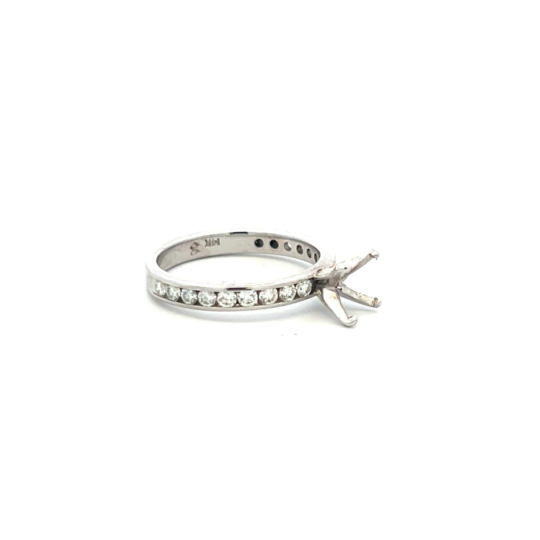 0.54 Carat Round Brilliant H SI Diamond 14 Karat White Gold Semi Mount Ring