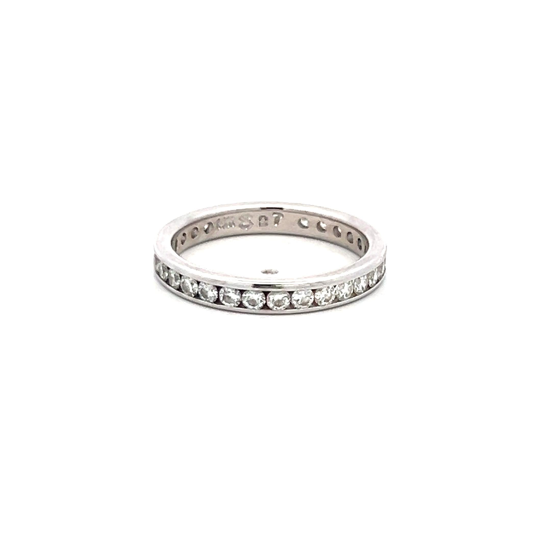 1.00 Carat Round Brilliant G SI Diamond 14 Karat White Gold Eternity Band Ring
