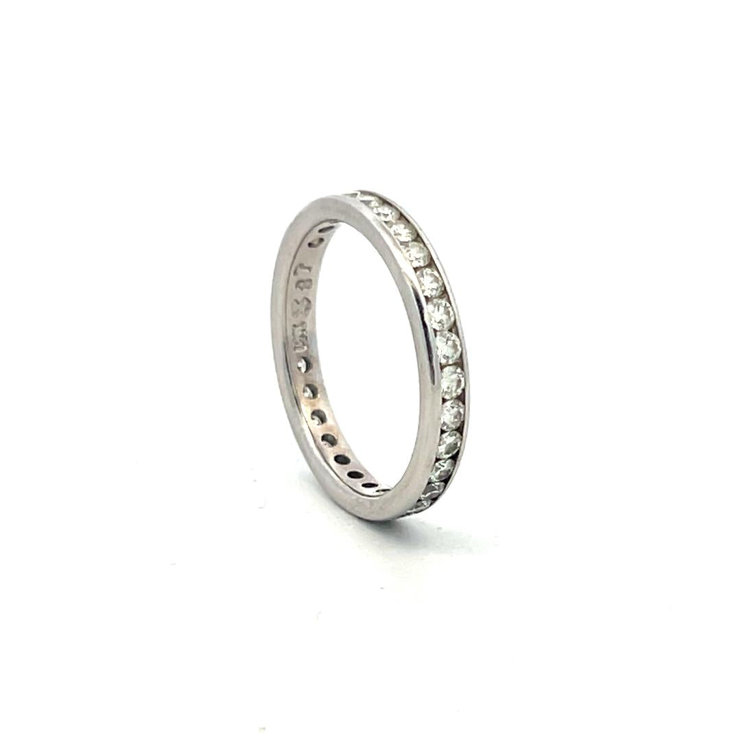 1.00 Carat Round Brilliant G SI Diamond 14 Karat White Gold Eternity Band Ring