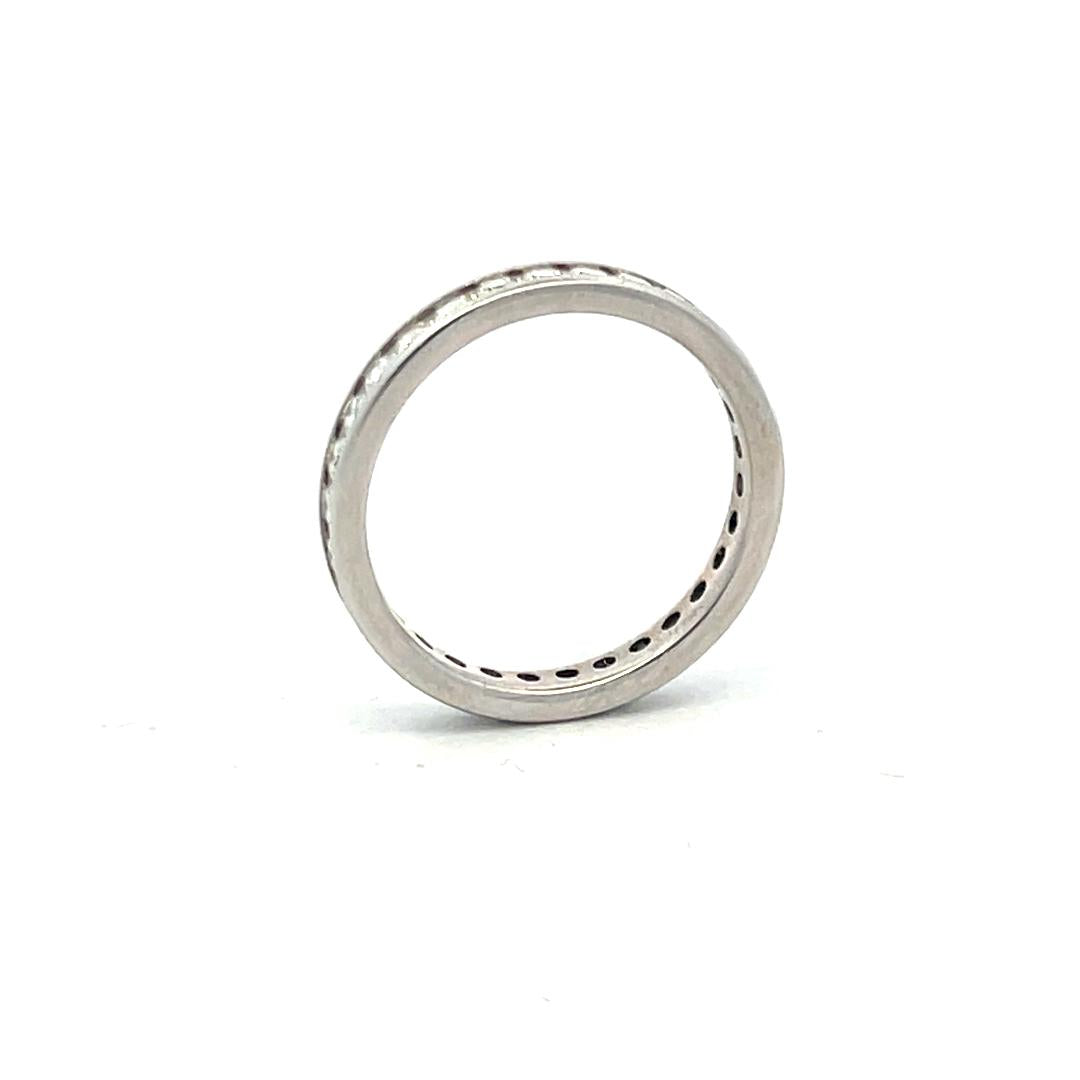 1.00 Carat Round Brilliant G SI Diamond 14 Karat White Gold Eternity Band Ring