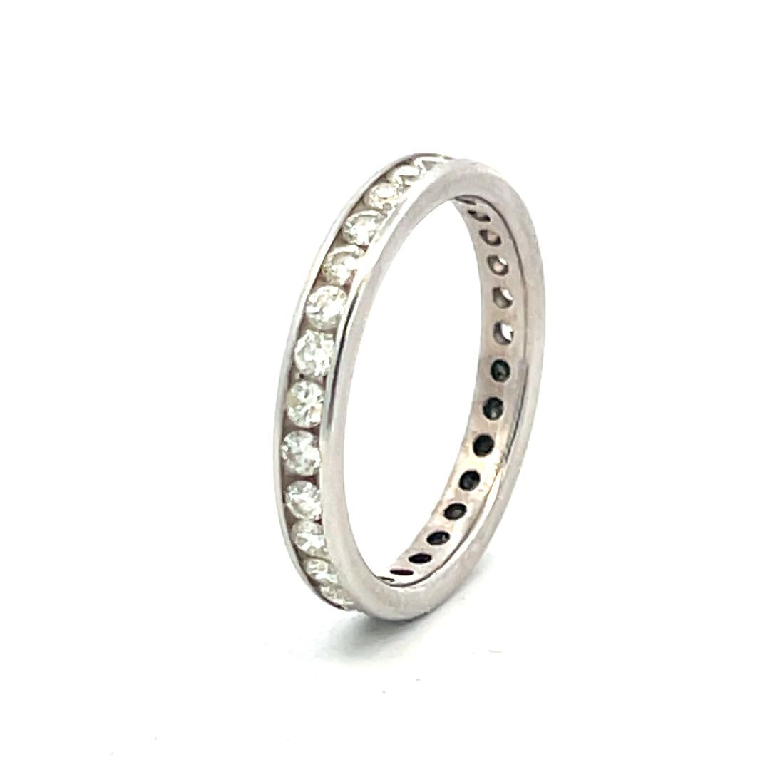 1.00 Carat Round Brilliant G SI Diamond 14 Karat White Gold Eternity Band Ring