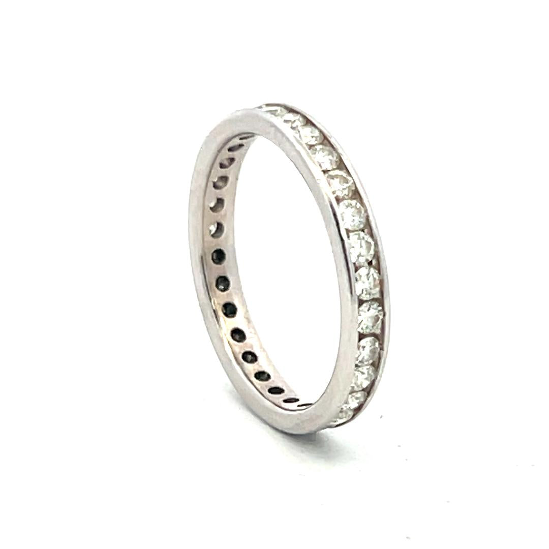 1.00 Carat Round Brilliant G SI Diamond 14 Karat White Gold Eternity Band Ring