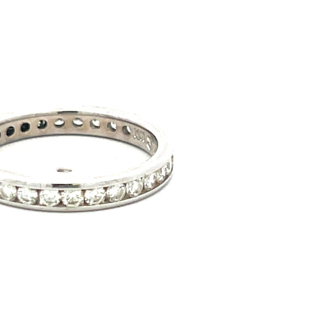 1.00 Carat Round Brilliant G SI Diamond 14 Karat White Gold Eternity Band Ring