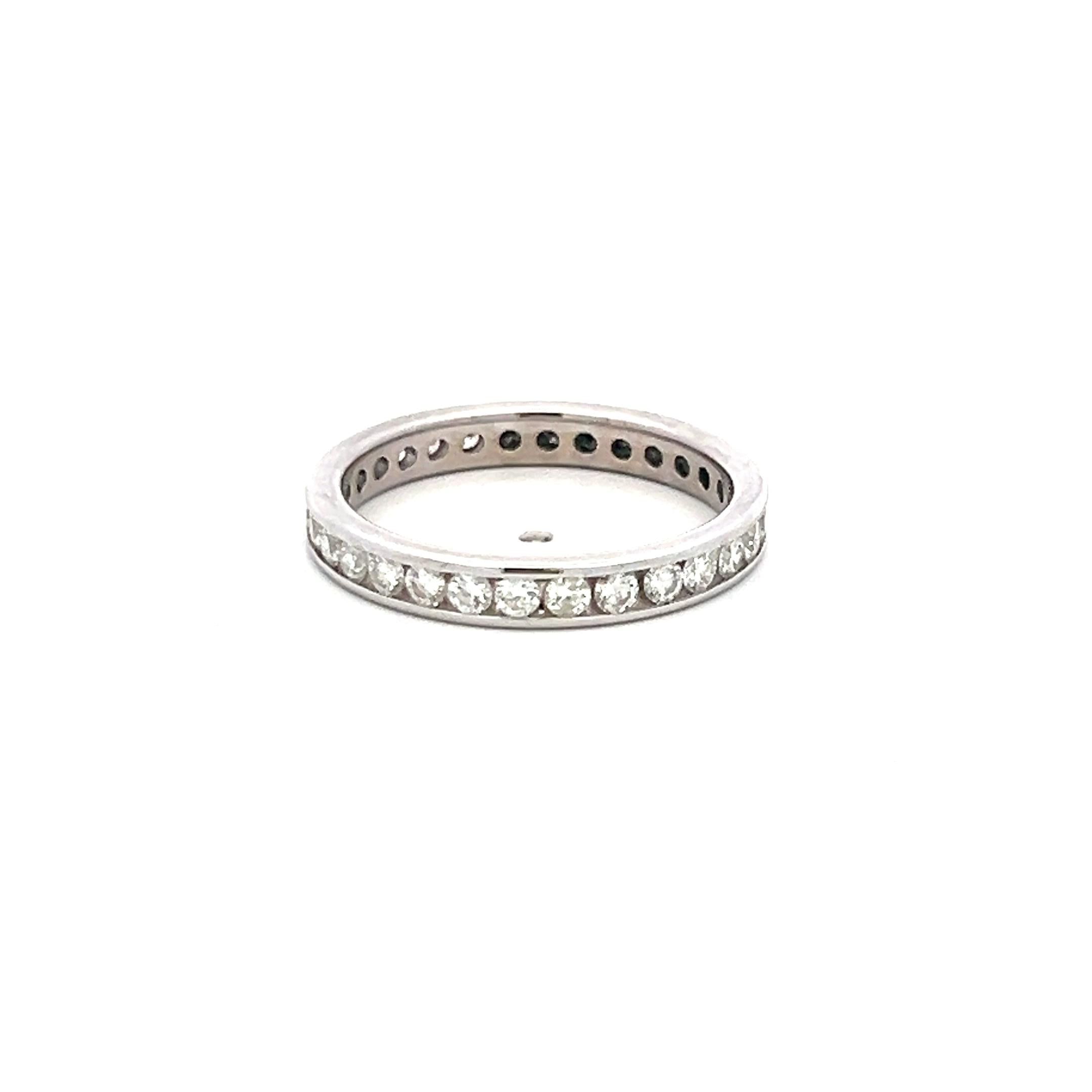 1.00 Carat Round Brilliant G SI Diamond 14 Karat White Gold Eternity Band Ring