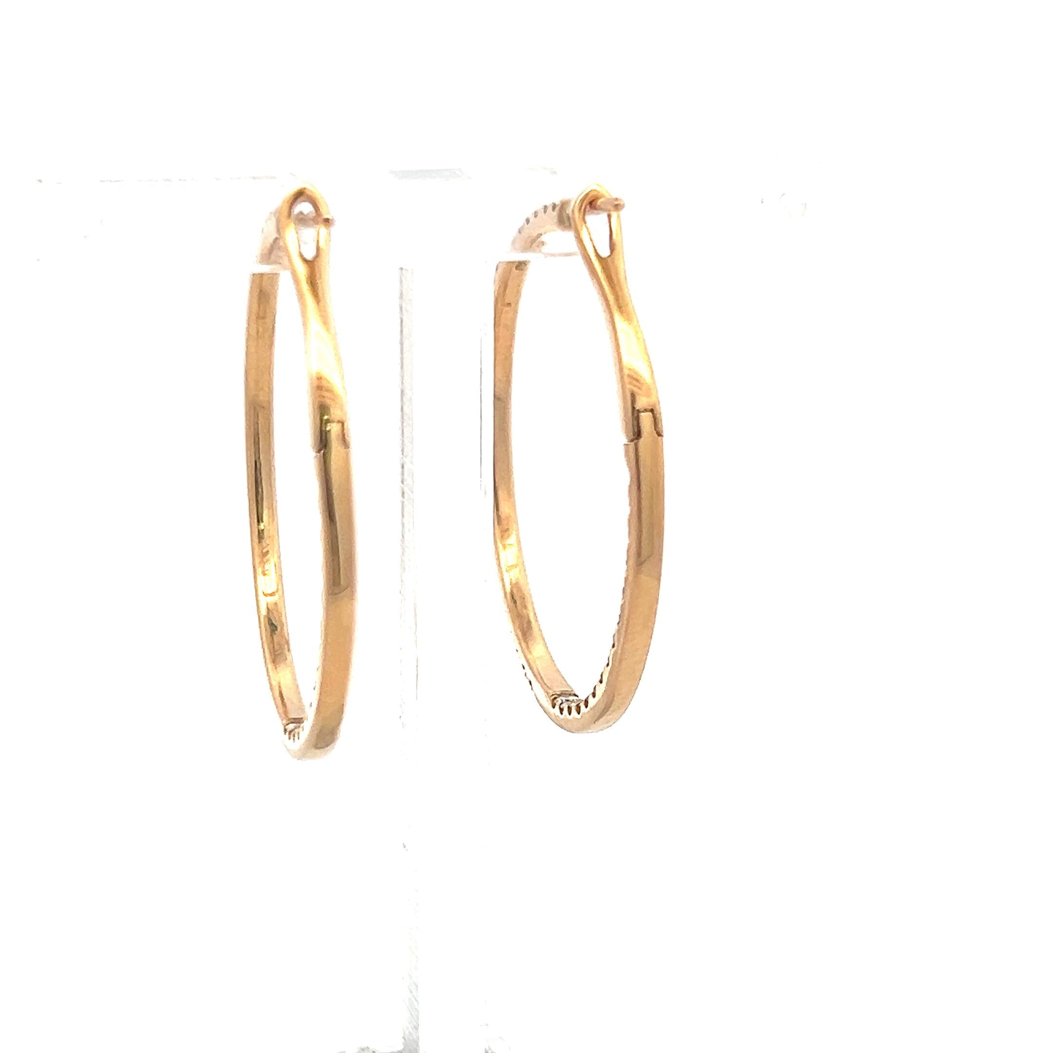 1.61 Carat Round Brilliant I SI Diamond 18 Karat Yellow Gold Hoop Earrings