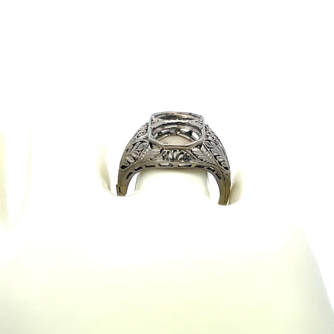 Vintage 6.53 Grams 19 Karat White Gold Two Stone Semi Mount Ring