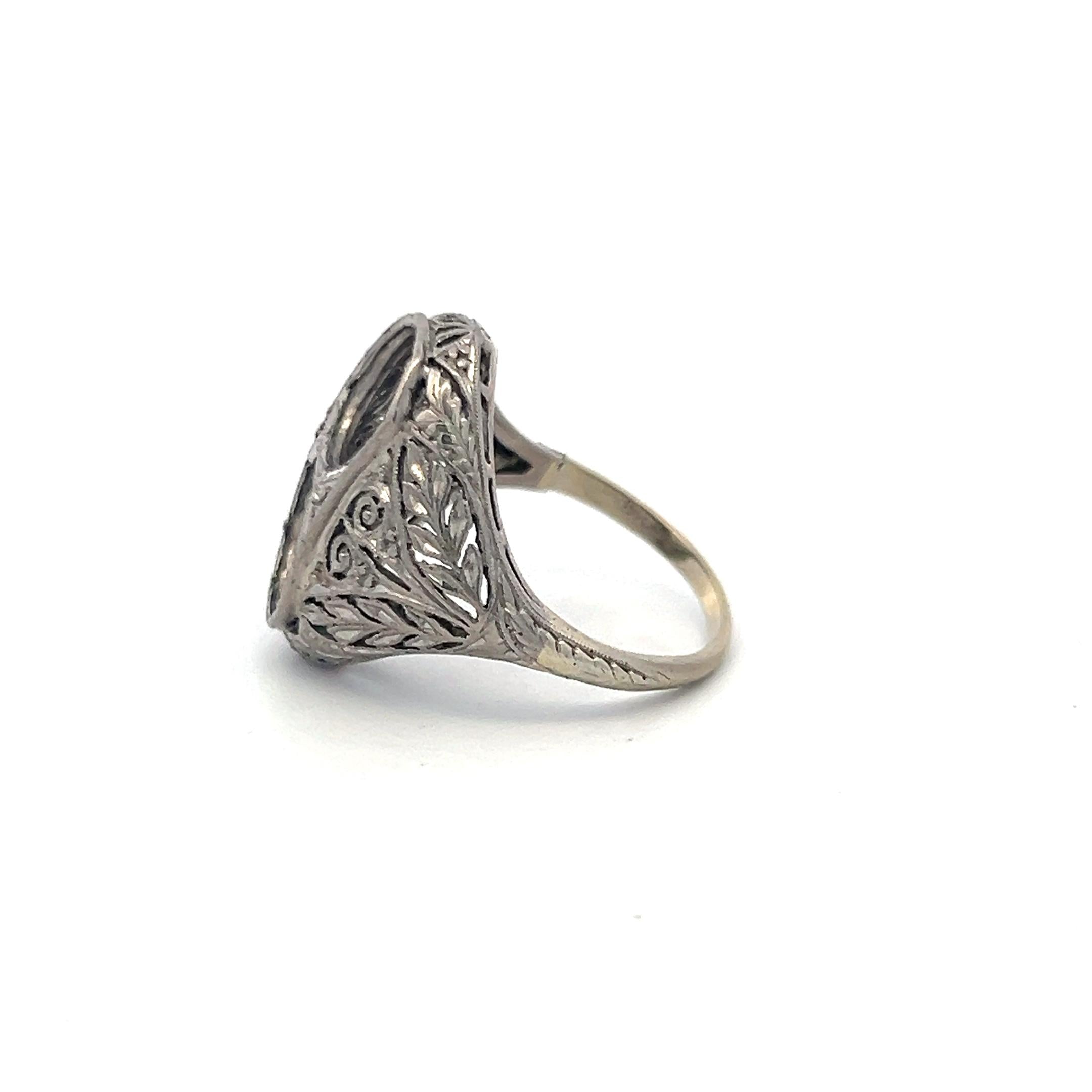 Vintage 6.53 Grams 19 Karat White Gold Two Stone Semi Mount Ring