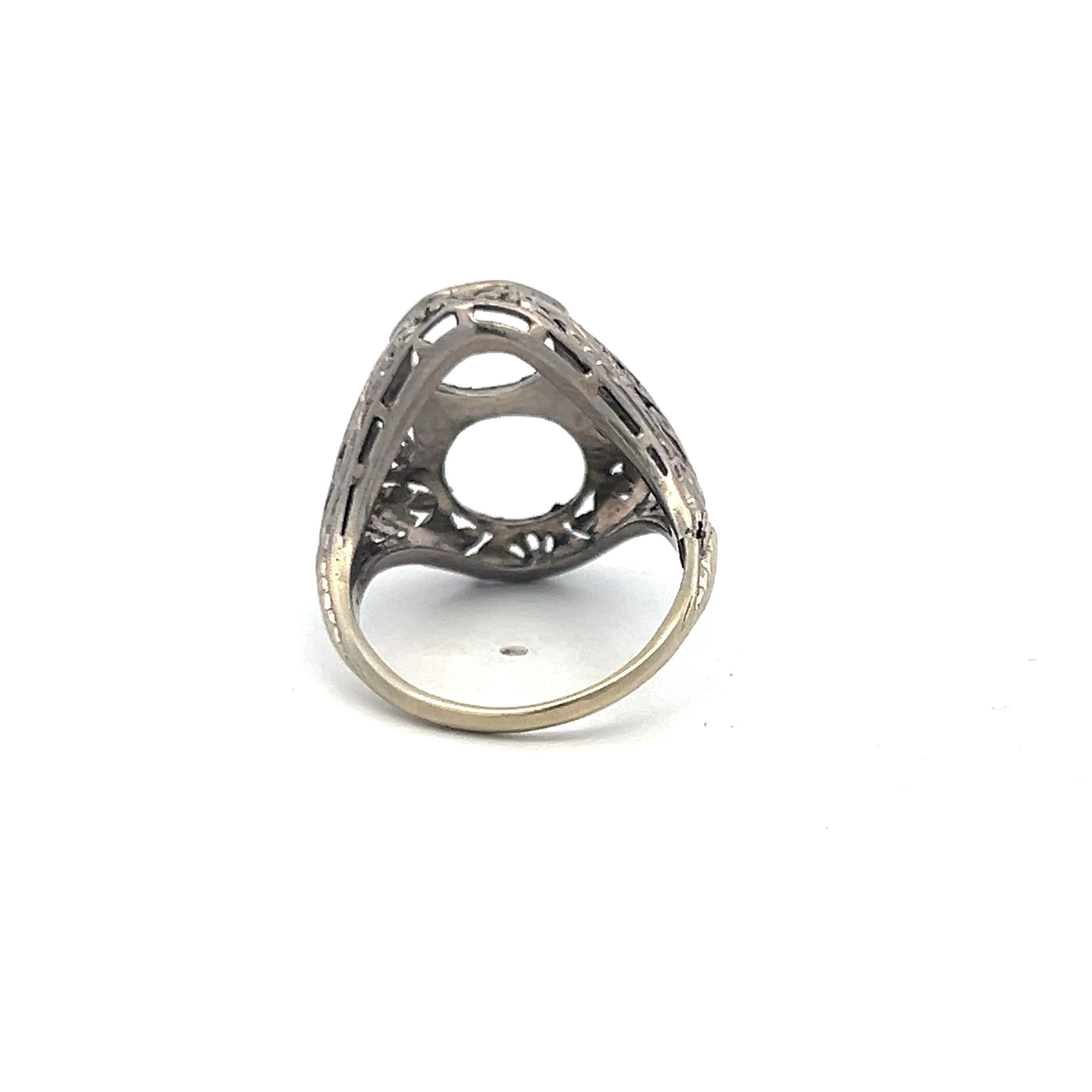 Vintage 6.53 Grams 19 Karat White Gold Two Stone Semi Mount Ring