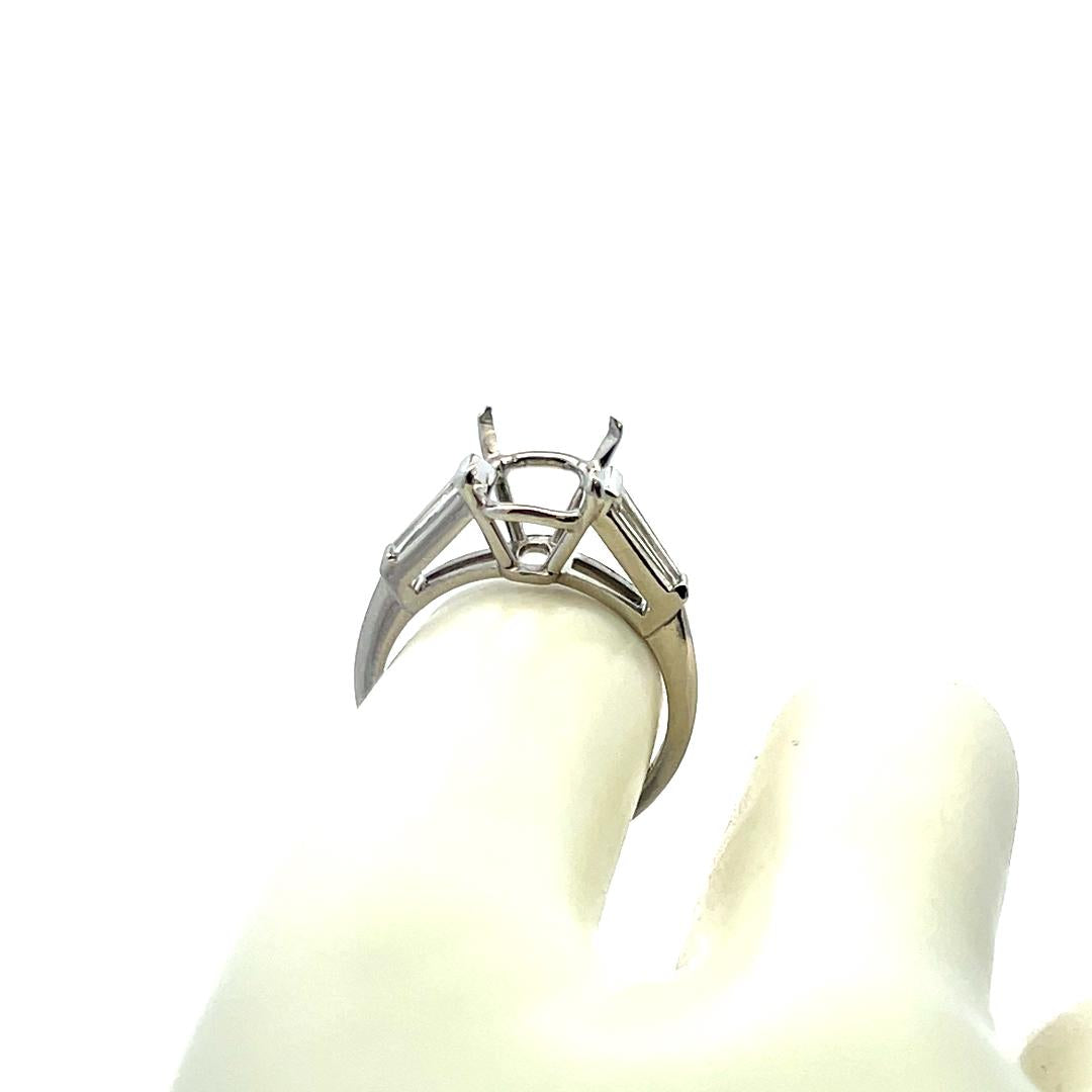 0.50 Carat Tapered Baguette Shape G VS Diamond Platinum Semi Mount Ring