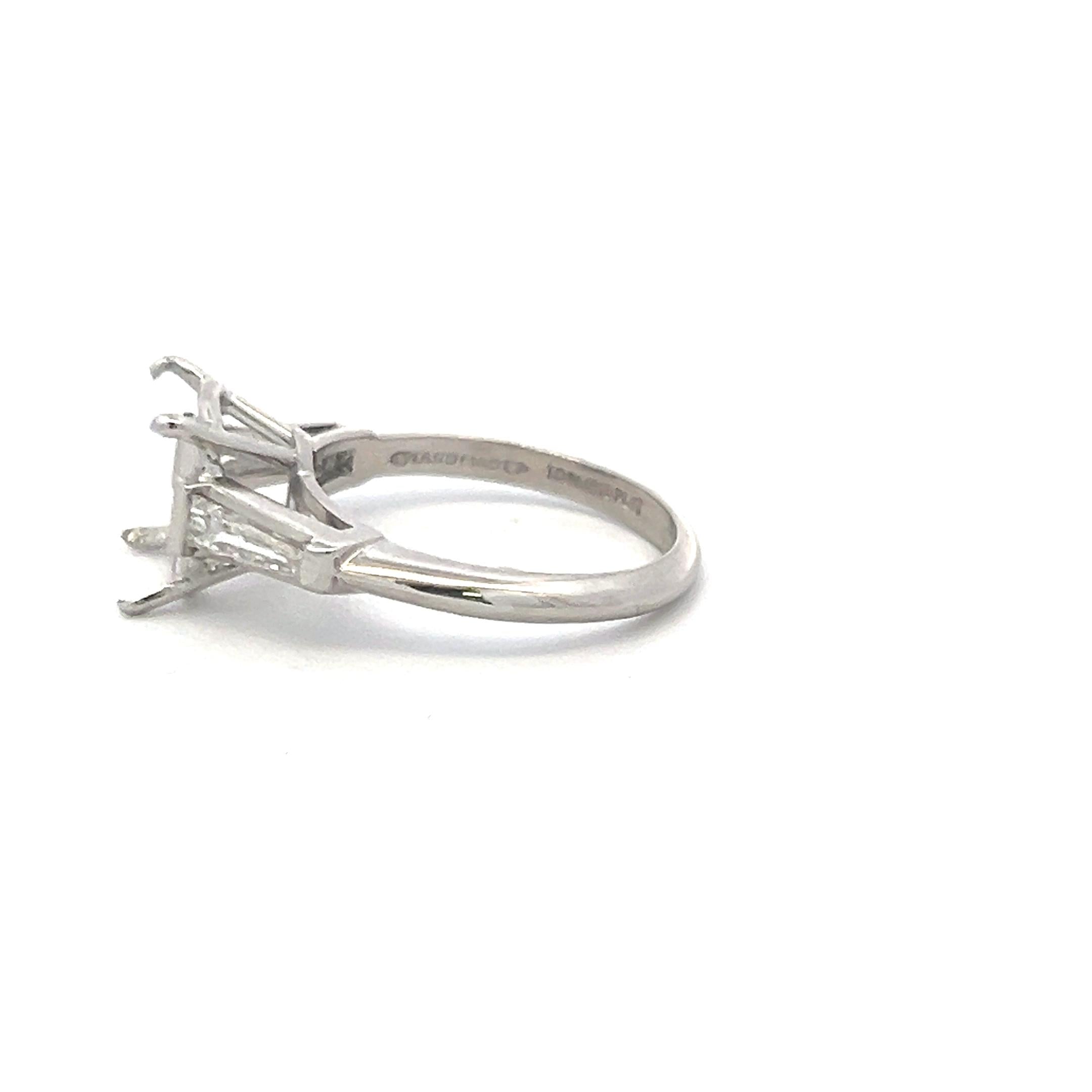 0.50 Carat Tapered Baguette Shape G VS Diamond Platinum Semi Mount Ring