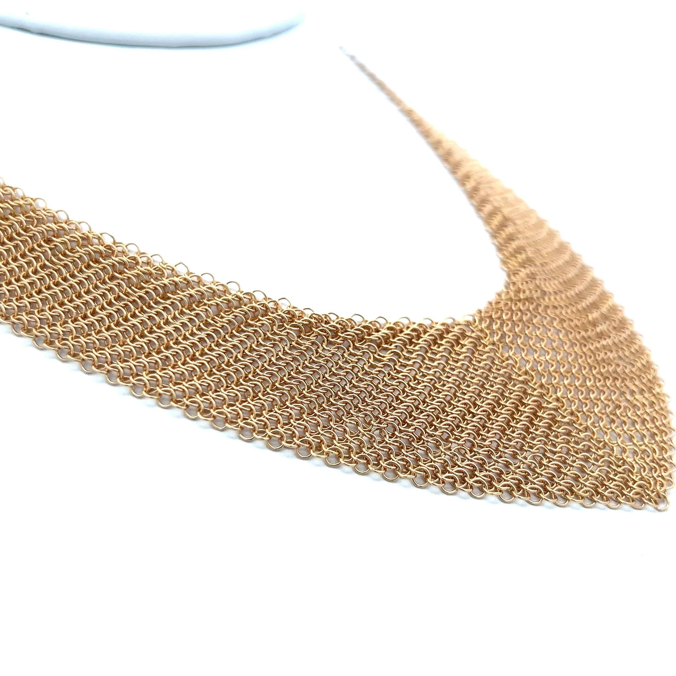 Tiffany & Co Vintage 54.36 Grams Mesh 18 Karat Yellow Gold Necklace