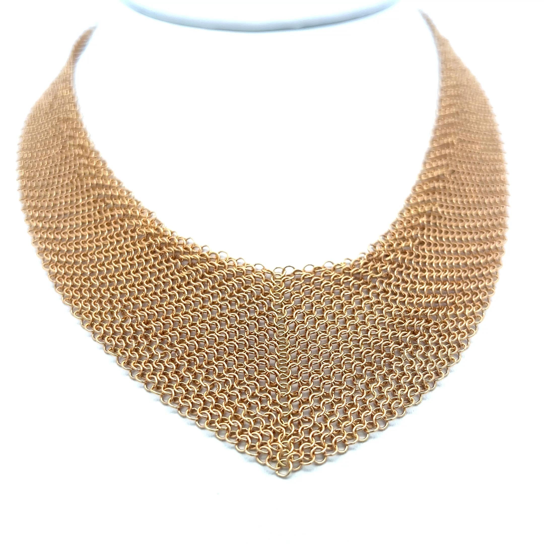 Tiffany & Co Vintage 54.36 Grams Mesh 18 Karat Yellow Gold Necklace