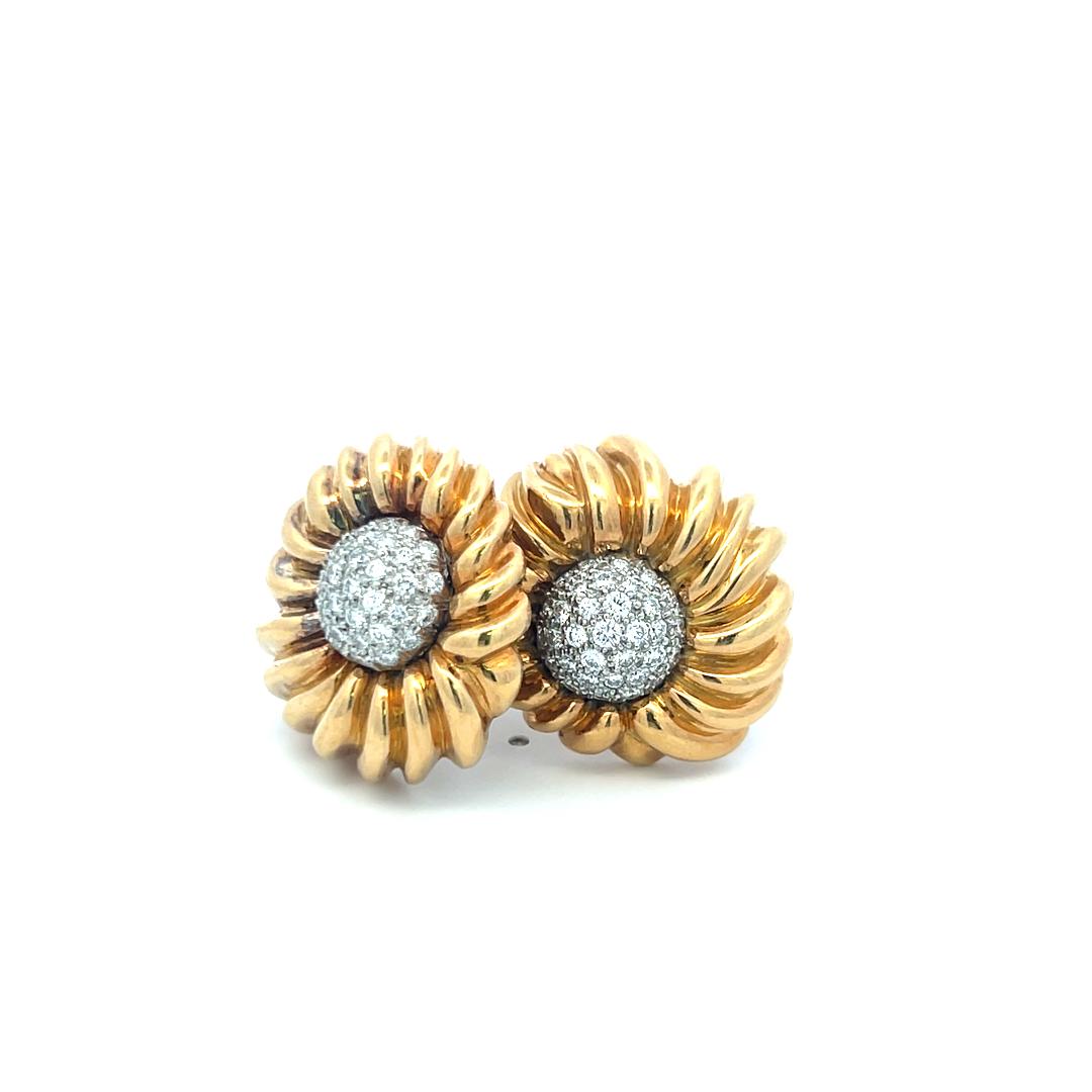Tiffany & Co 1.50 Carat Round F-VS Diamond 18K Gold/Plat Clip On Earrings