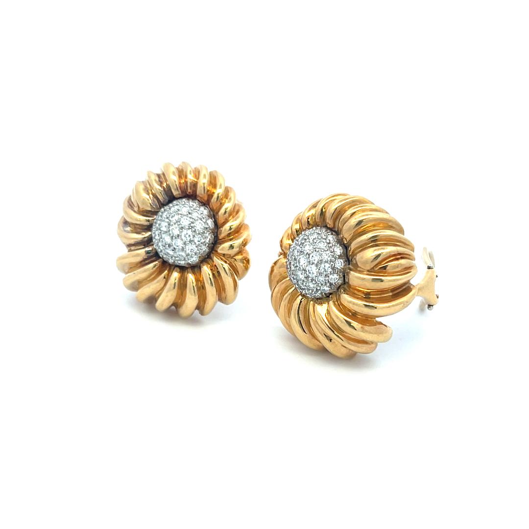 Tiffany & Co 1.50 Carat Round F-VS Diamond 18K Gold/Plat Clip On Earrings