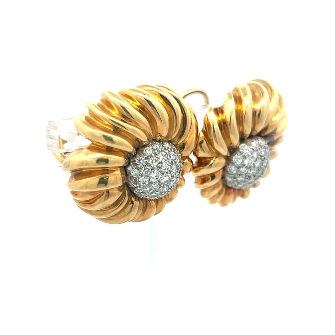 Tiffany & Co 1.50 Carat Round F-VS Diamond 18K Gold/Plat Clip On Earrings