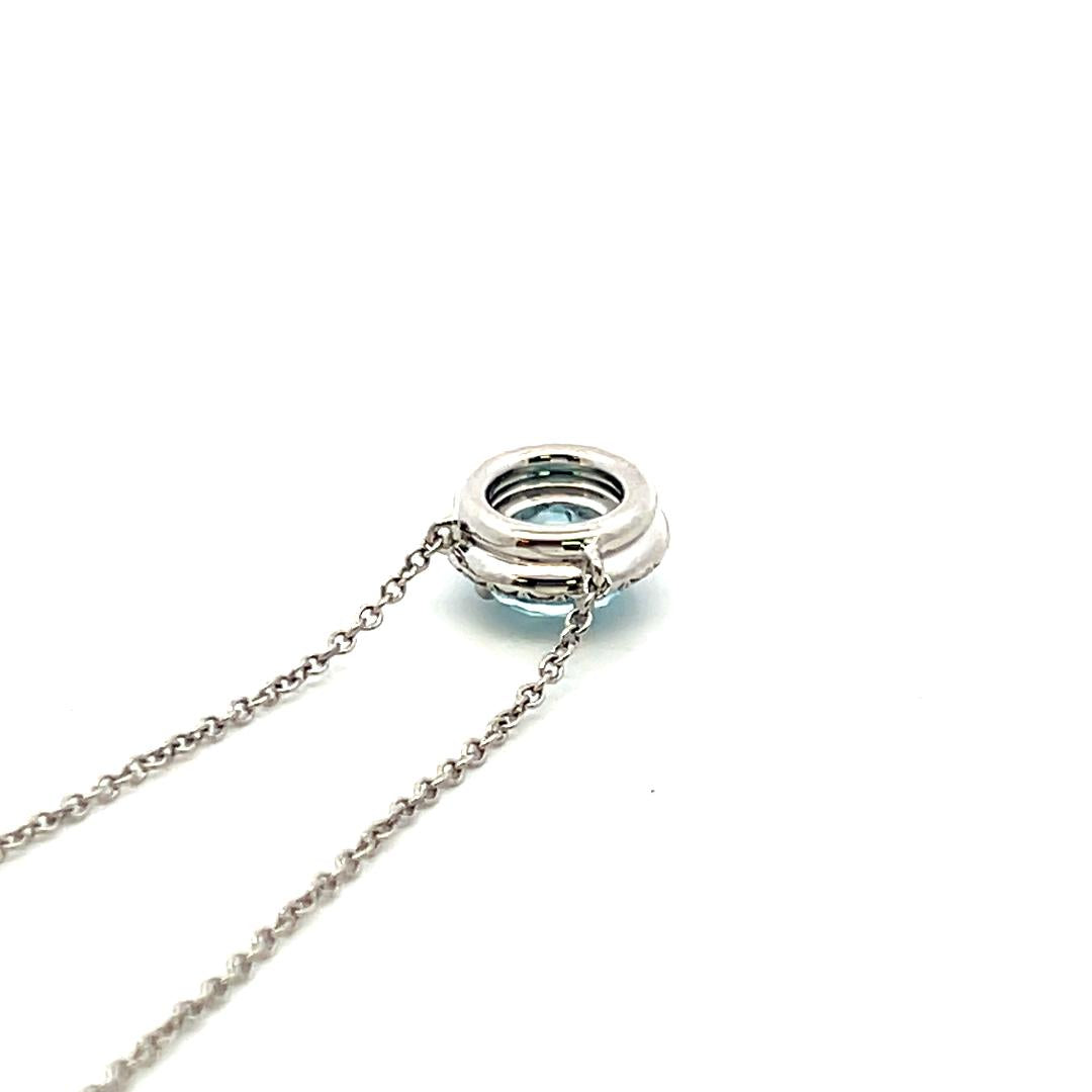 Tiffany & Co 0.50 Carat Aquamarine 0.11 Carat Diamond Platinum Pendant Necklace