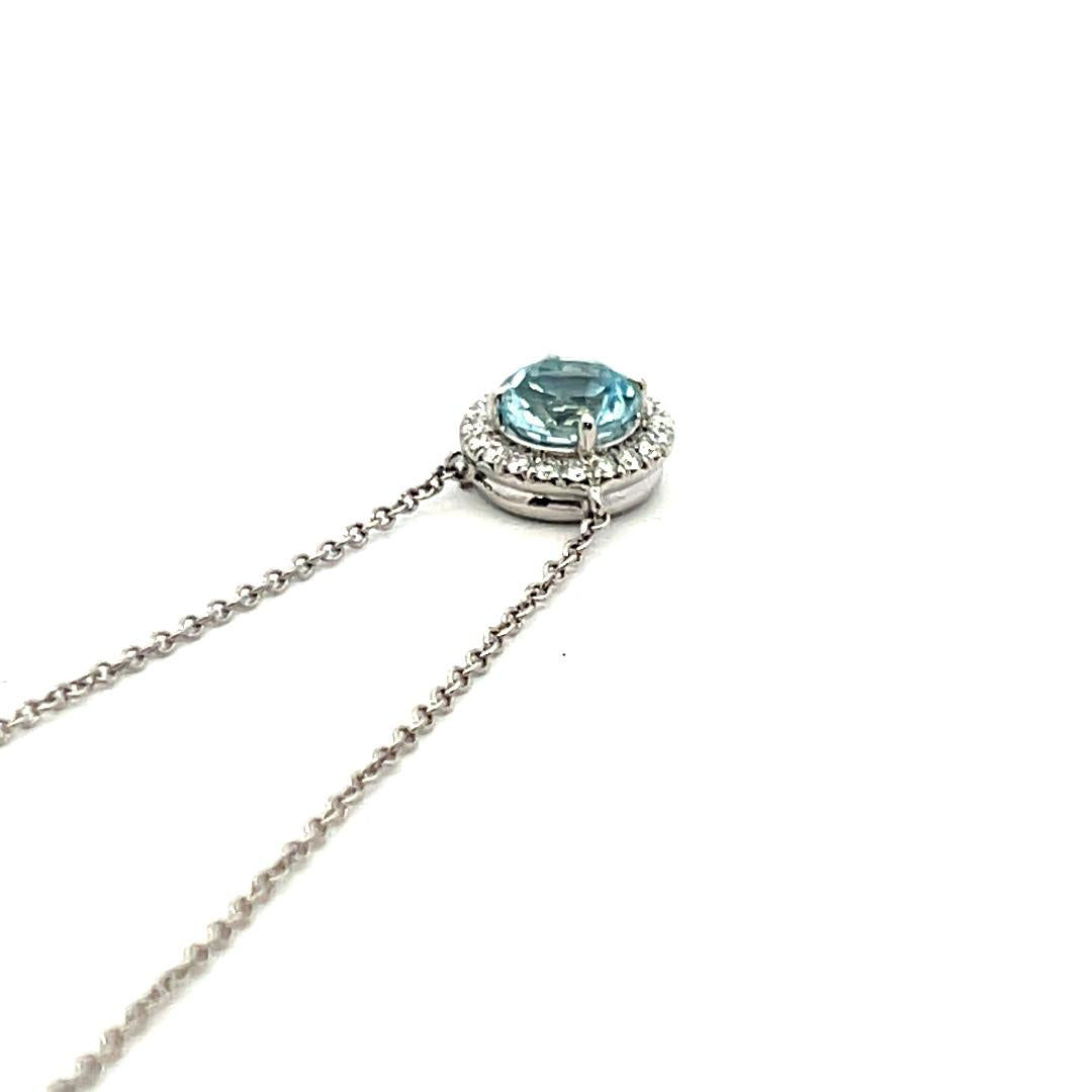 Tiffany & Co 0.50 Carat Aquamarine 0.11 Carat Diamond Platinum Pendant Necklace