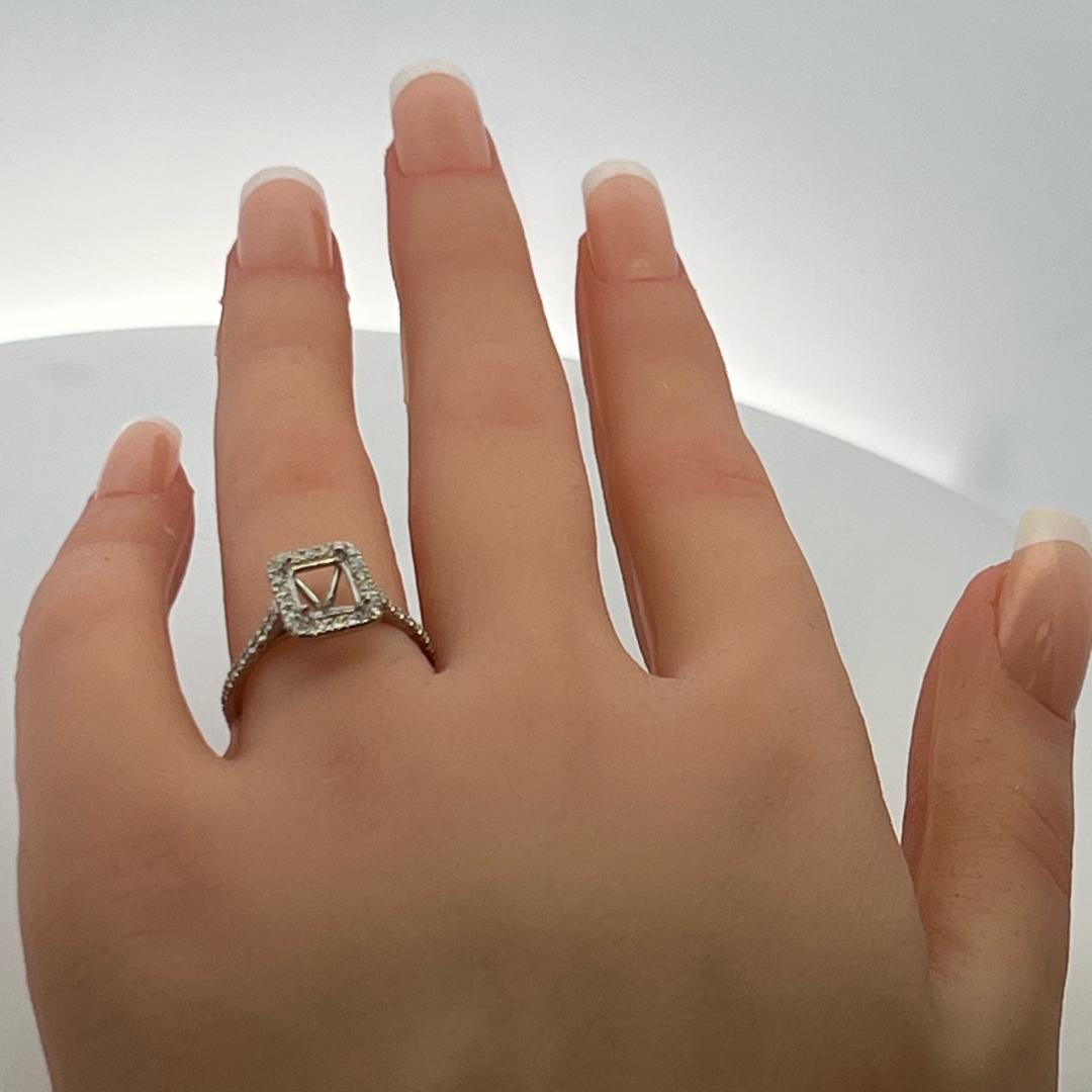 0.50 Carat Round Brilliant I SI Diamond 18 Karat White Gold Semi Mount Ring
