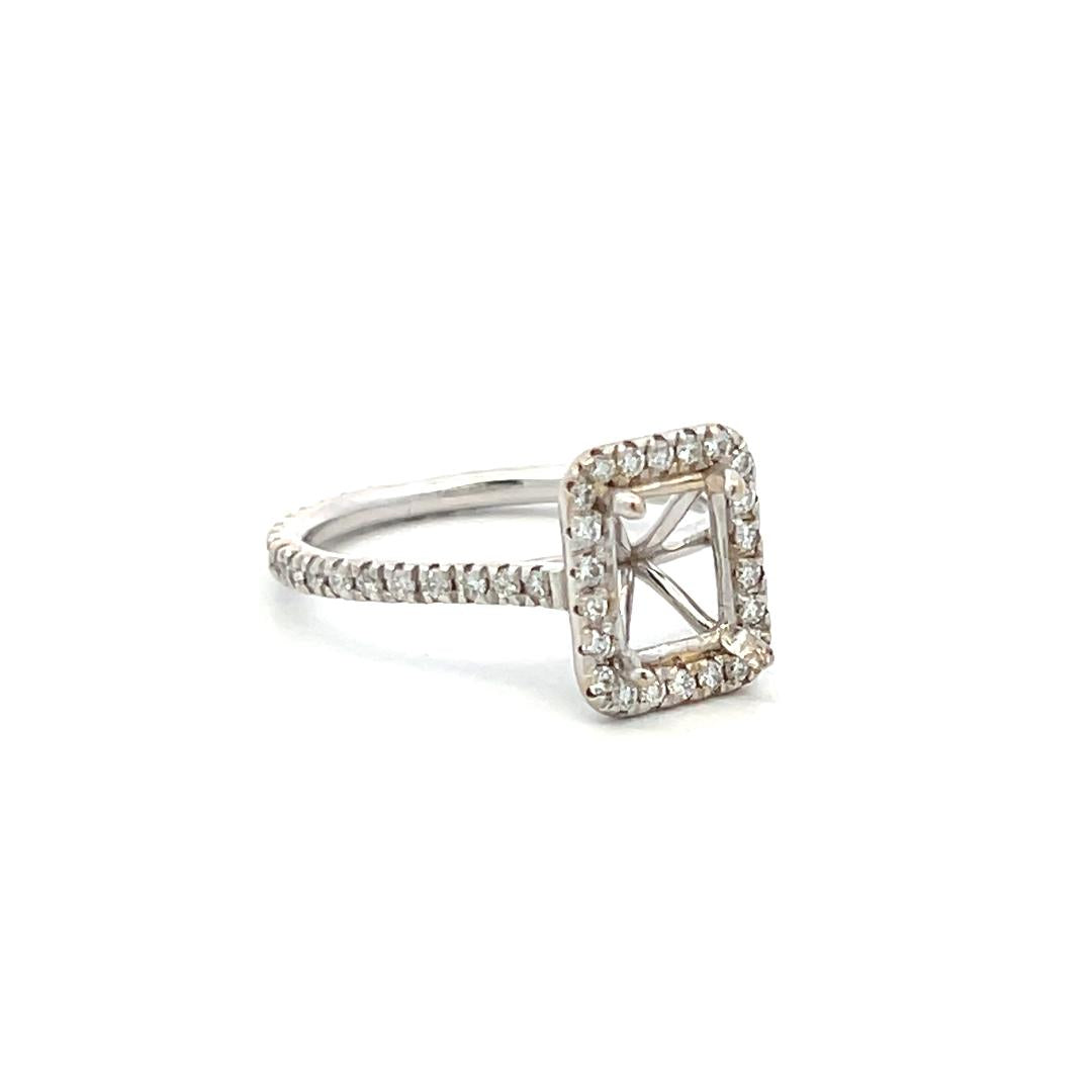 0.50 Carat Round Brilliant I SI Diamond 18 Karat White Gold Semi Mount Ring
