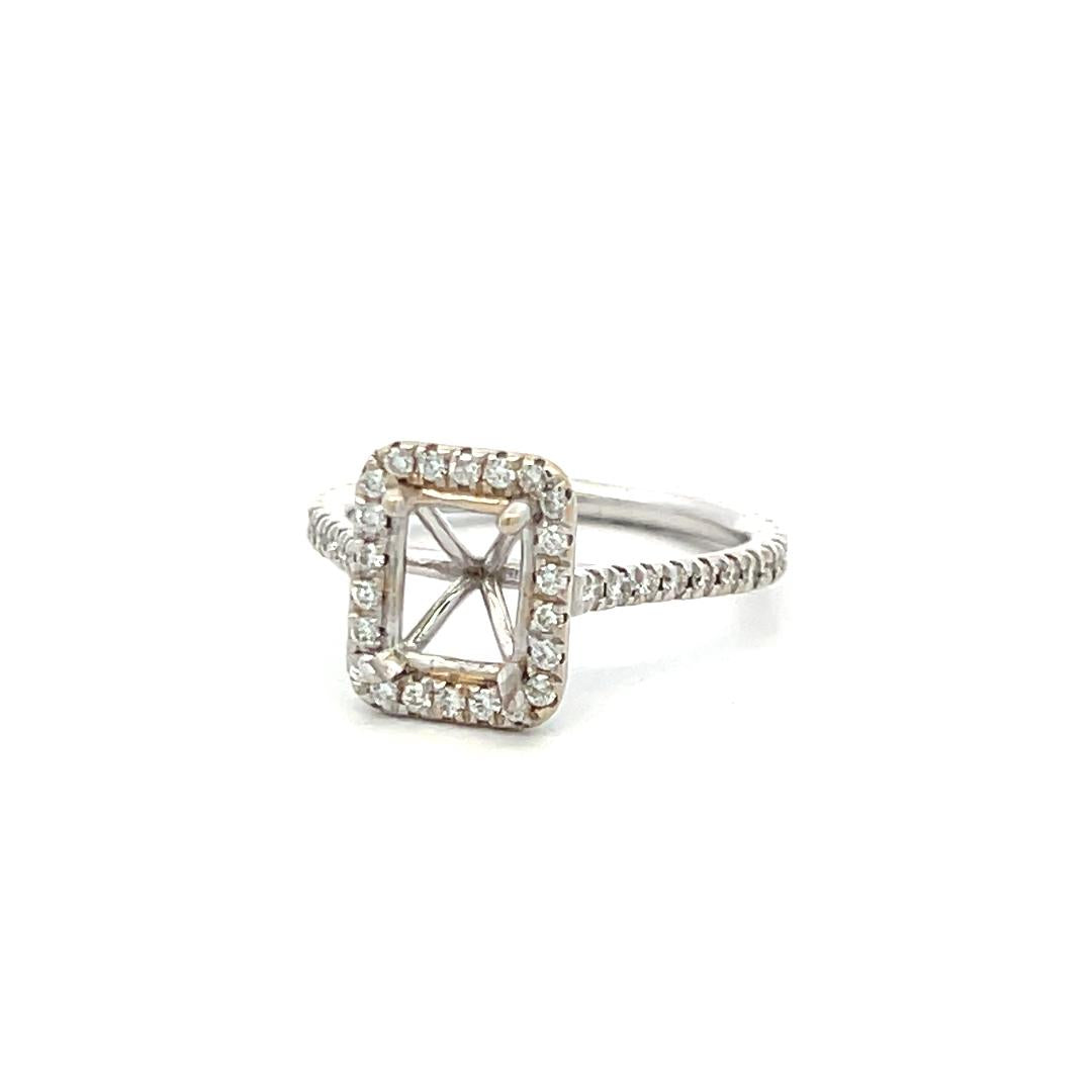 0.50 Carat Round Brilliant I SI Diamond 18 Karat White Gold Semi Mount Ring