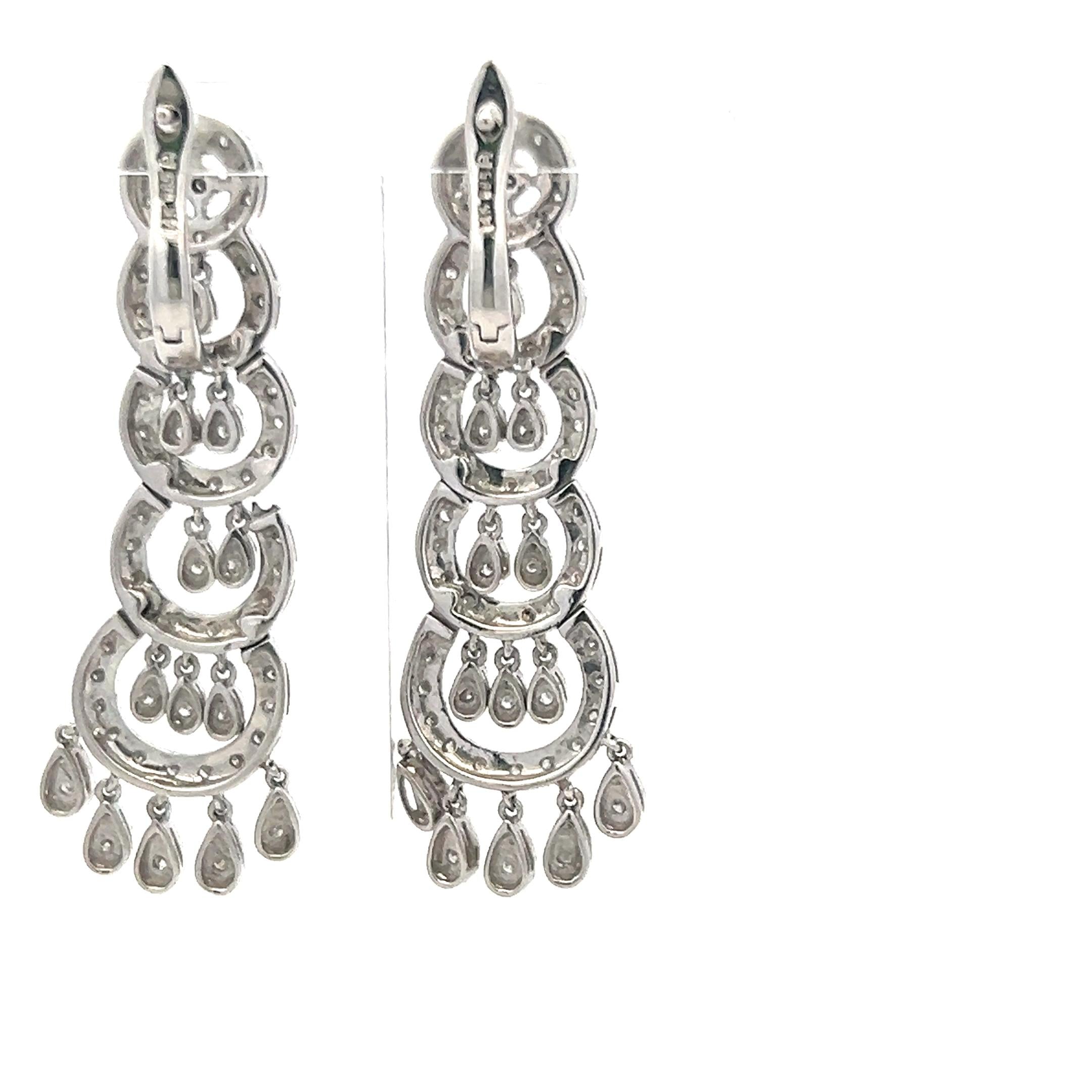 0.50 Carat Round Brilliant H SI Diamond 14 Karat White Gold Dangling Earrings