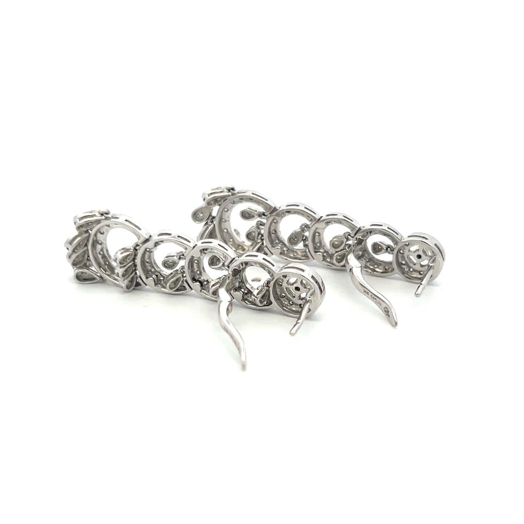 0.50 Carat Round Brilliant H SI Diamond 14 Karat White Gold Dangling Earrings