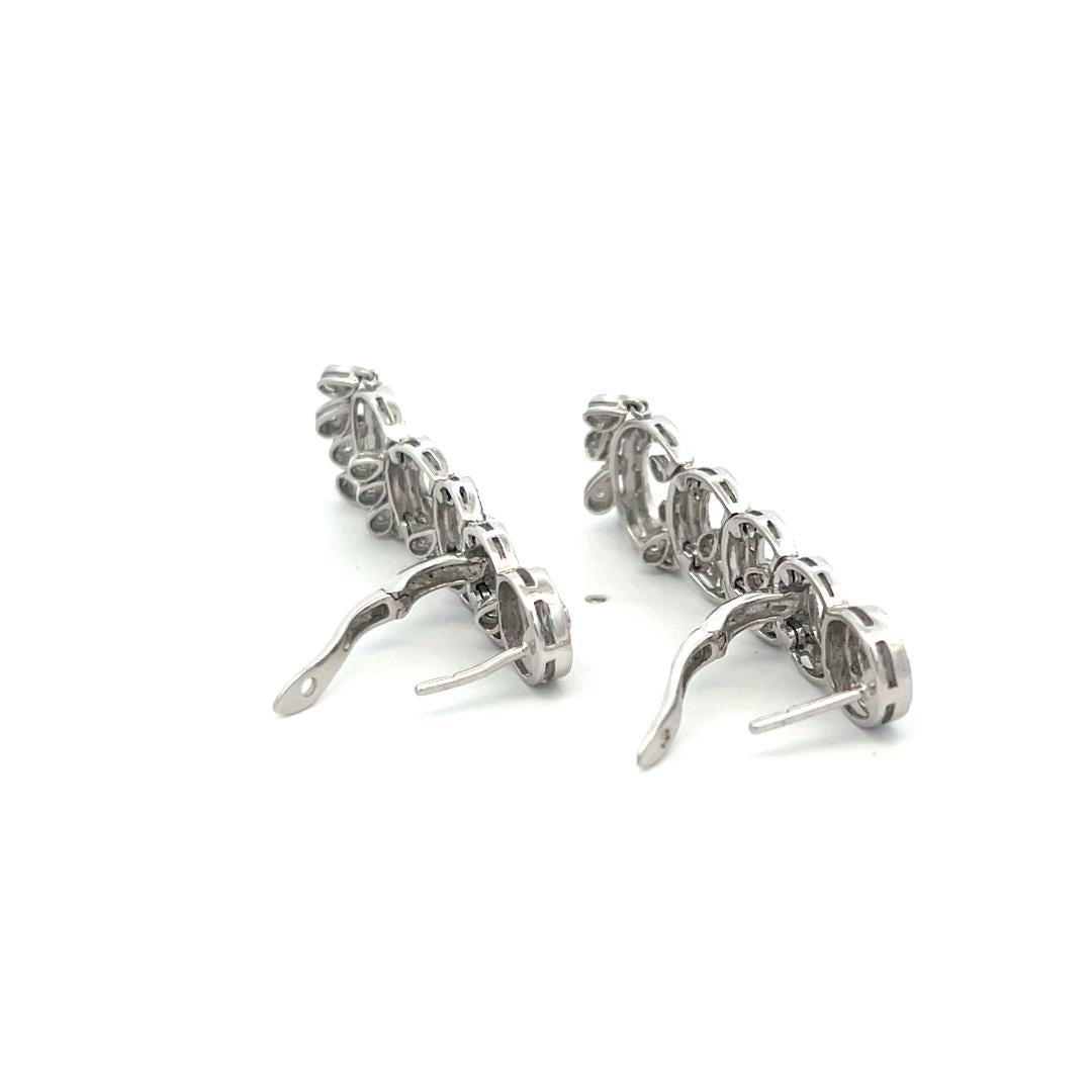 0.50 Carat Round Brilliant H SI Diamond 14 Karat White Gold Dangling Earrings