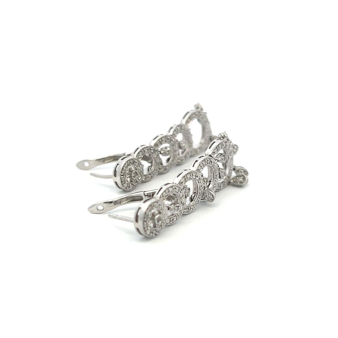 0.50 Carat Round Brilliant H SI Diamond 14 Karat White Gold Dangling Earrings