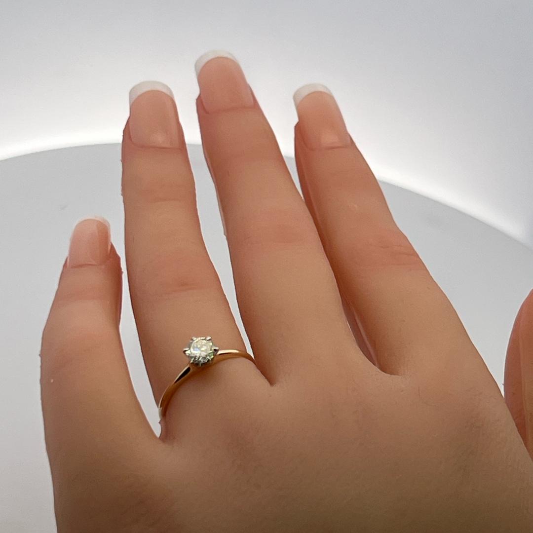 0.45 Carat Circular Brilliant Cut Diamond 14 Karat Yellow Gold Engagement Ring