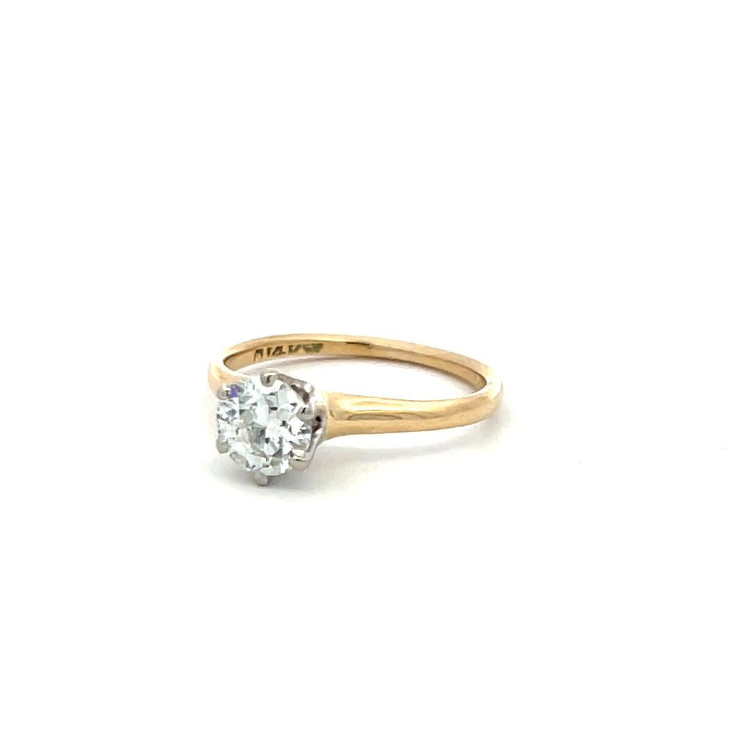 0.71 Carat Circular Brilliant Cut Diamond 14 Karat Yellow Gold Engagement Ring