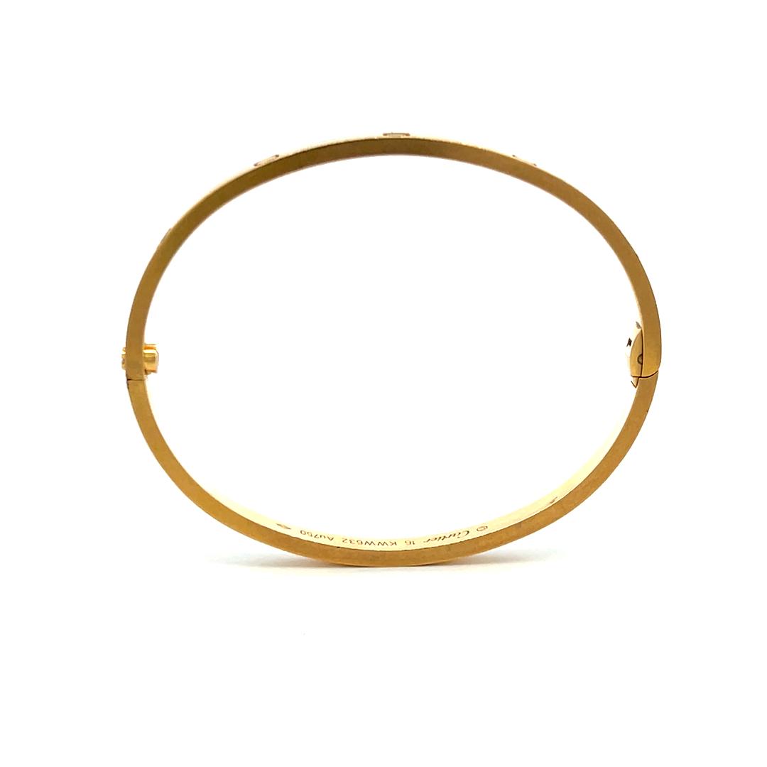 Cartier 0.15 Carat Round Diamond 18K Yellow Gold Love Bracelet Size 16