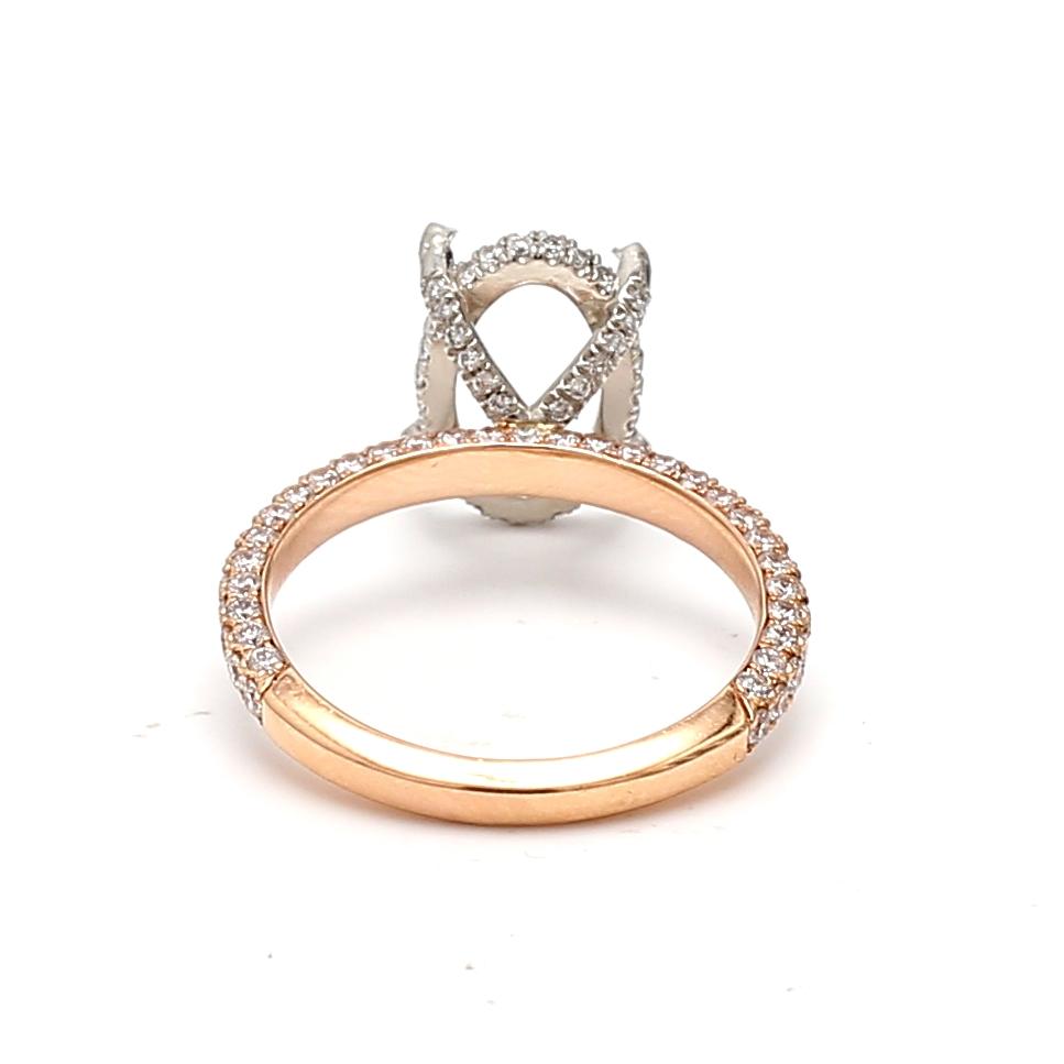 2.18 Carat Round Brilliant H SI1 Diamond 14 Karat Rose Gold Semi Mount Ring