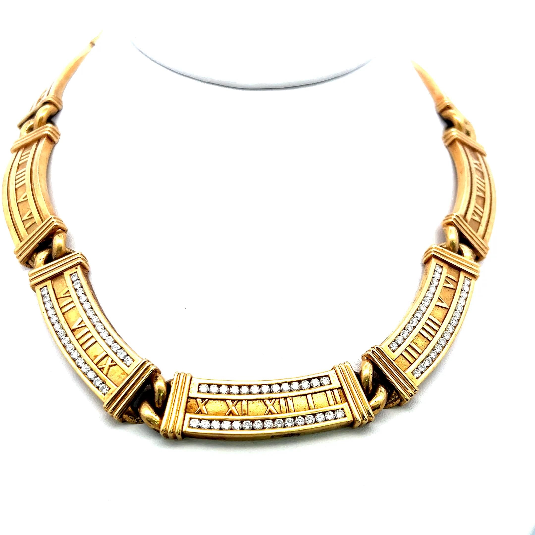 Tiffany & Co 2.50 Carat Round Brilliant Diamond 18K Yellow Gold Link Necklace