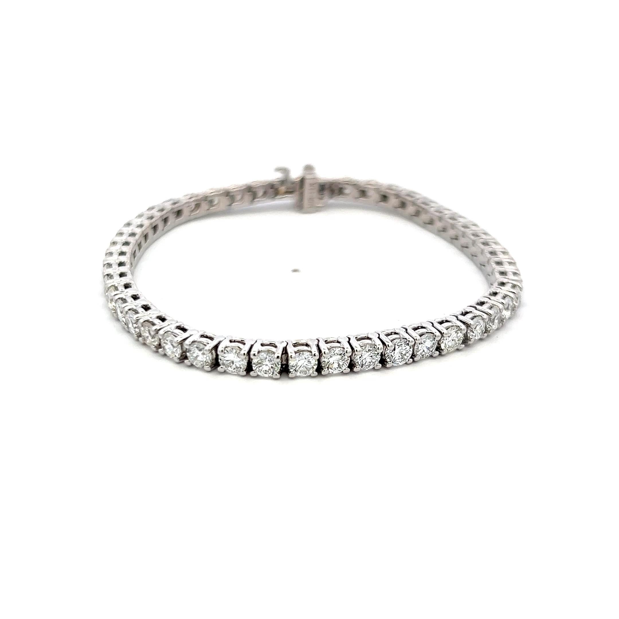 7.10 Carat Round Brilliant G VS Diamond 14 Karat White Gold Tennis Bracelet