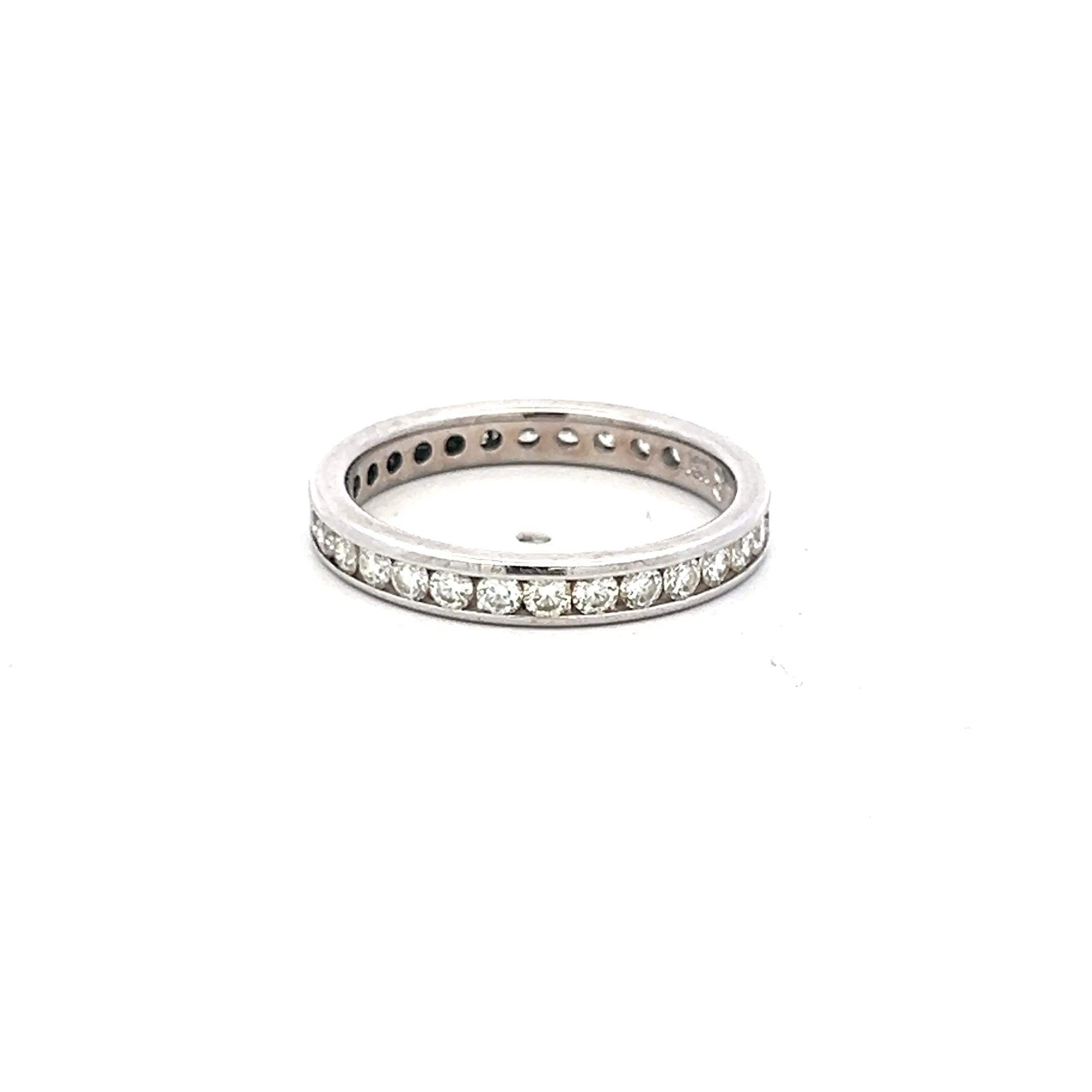 1.00 Carat Round Brilliant G SI Diamond 14 Karat White Gold Eternity Band Ring