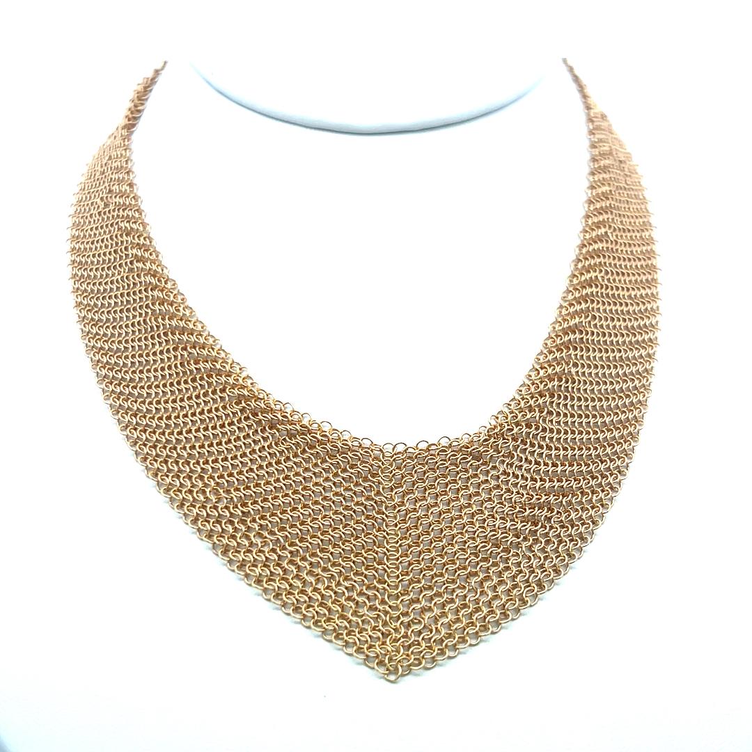 Tiffany & Co Vintage 54.36 Grams Mesh 18 Karat Yellow Gold Necklace