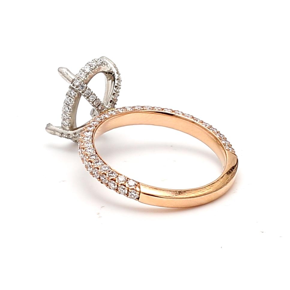 2.18 Carat Round Brilliant H SI1 Diamond 14 Karat Rose Gold Semi Mount Ring